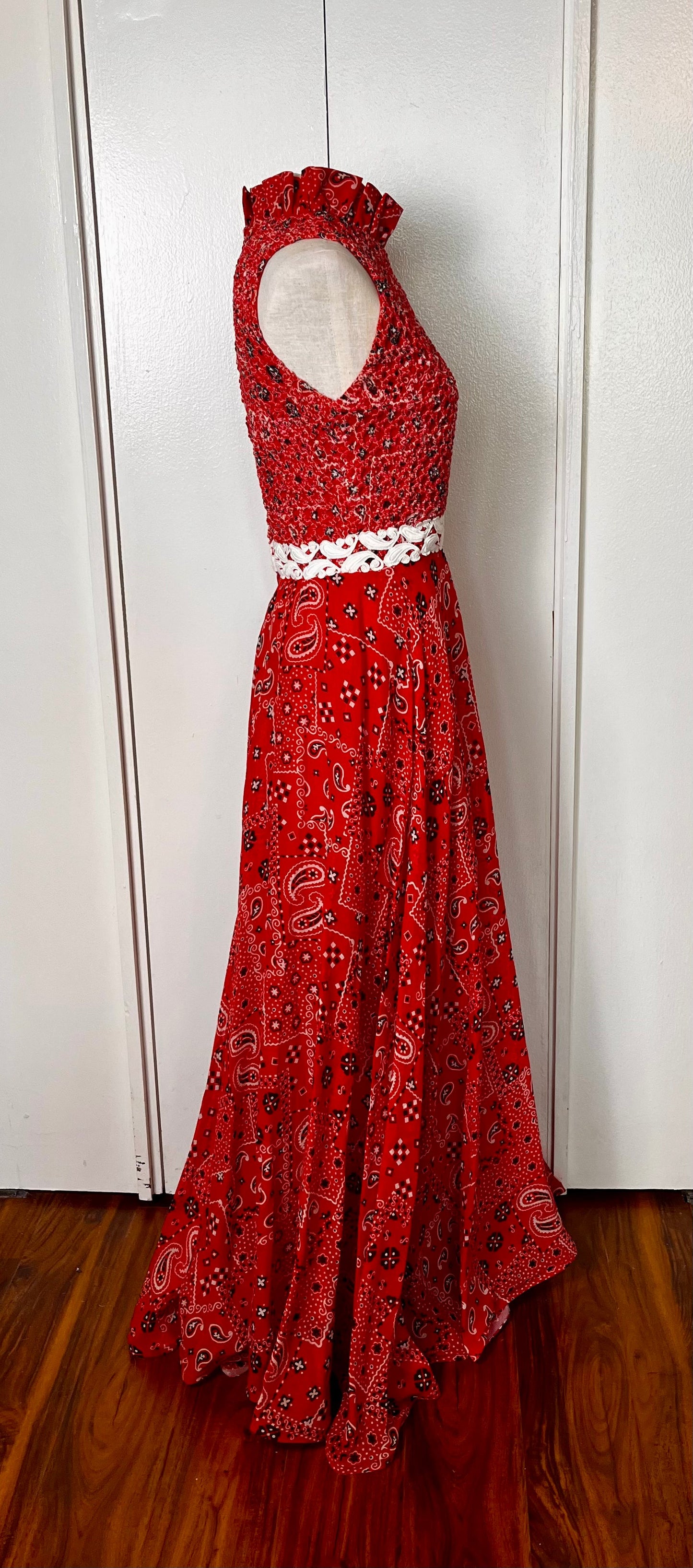 Vintage 1970's "Nancy's" Bandana Print Sleeveless Maxi Dress