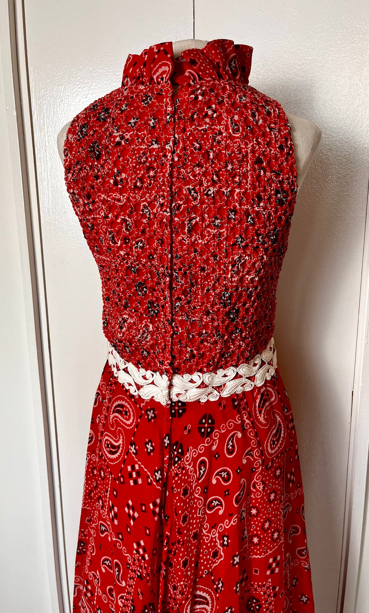 Vintage 1970's "Nancy's" Bandana Print Sleeveless Maxi Dress