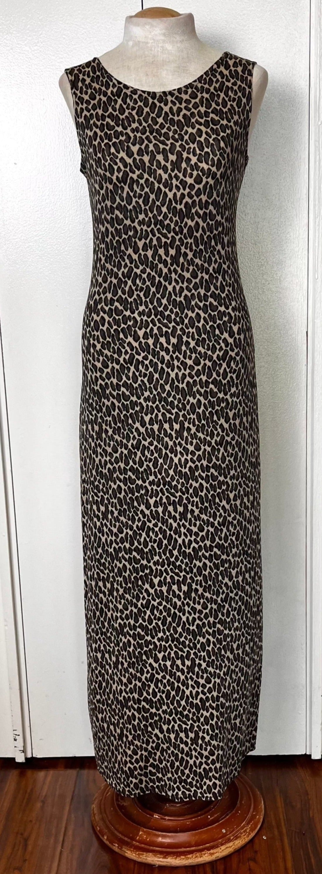 Vintage 1990's "Esse" Leopard-Print Stretchy Maxi Dress