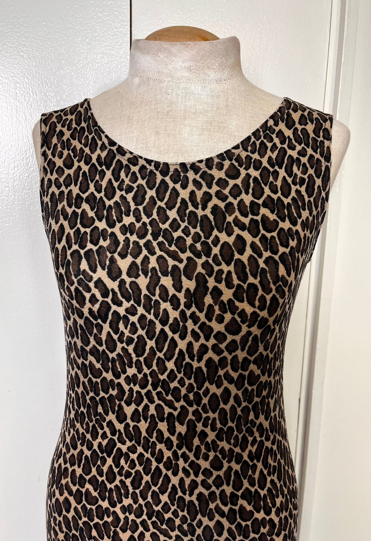 Vintage 1990's "Esse" Leopard-Print Stretchy Maxi Dress