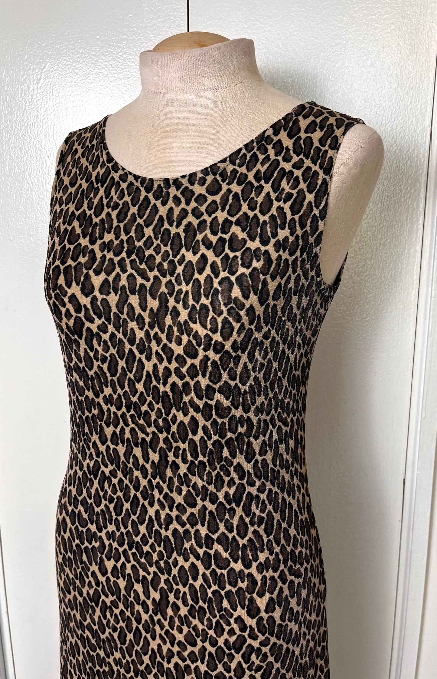 Vintage 1990's "Esse" Leopard-Print Stretchy Maxi Dress