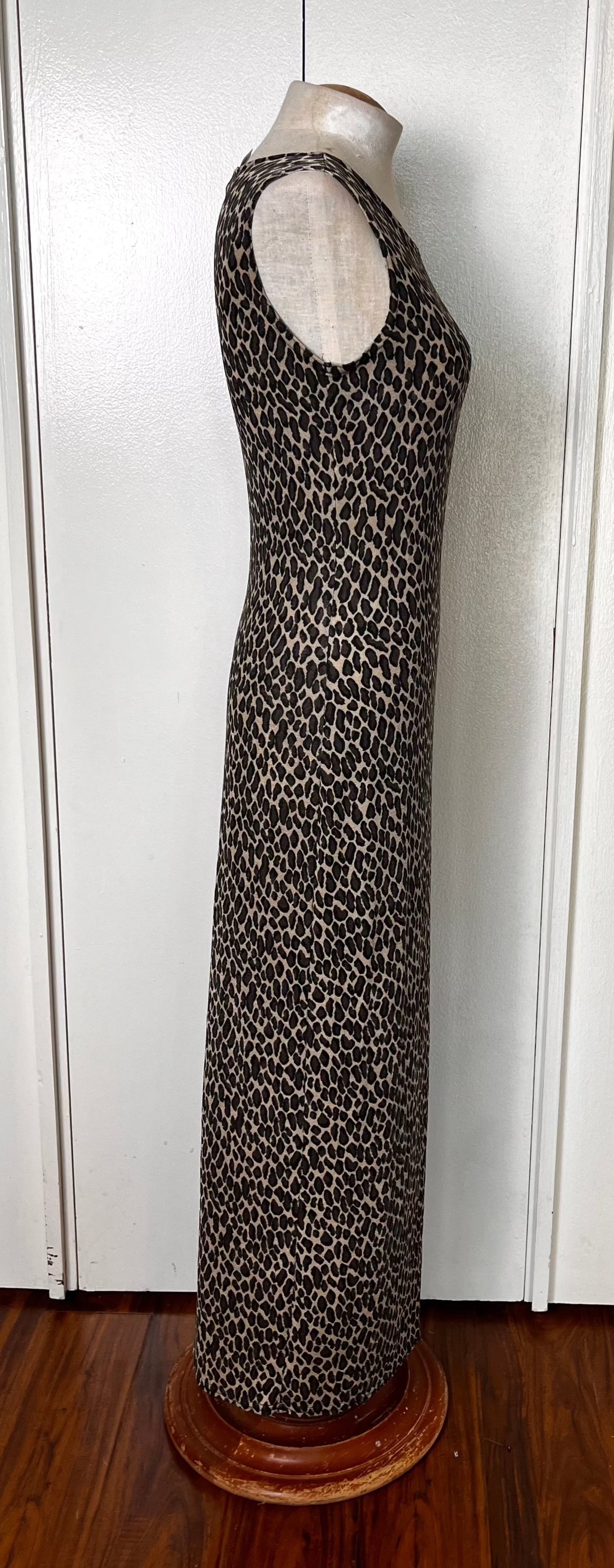 Vintage 1990's "Esse" Leopard-Print Stretchy Maxi Dress