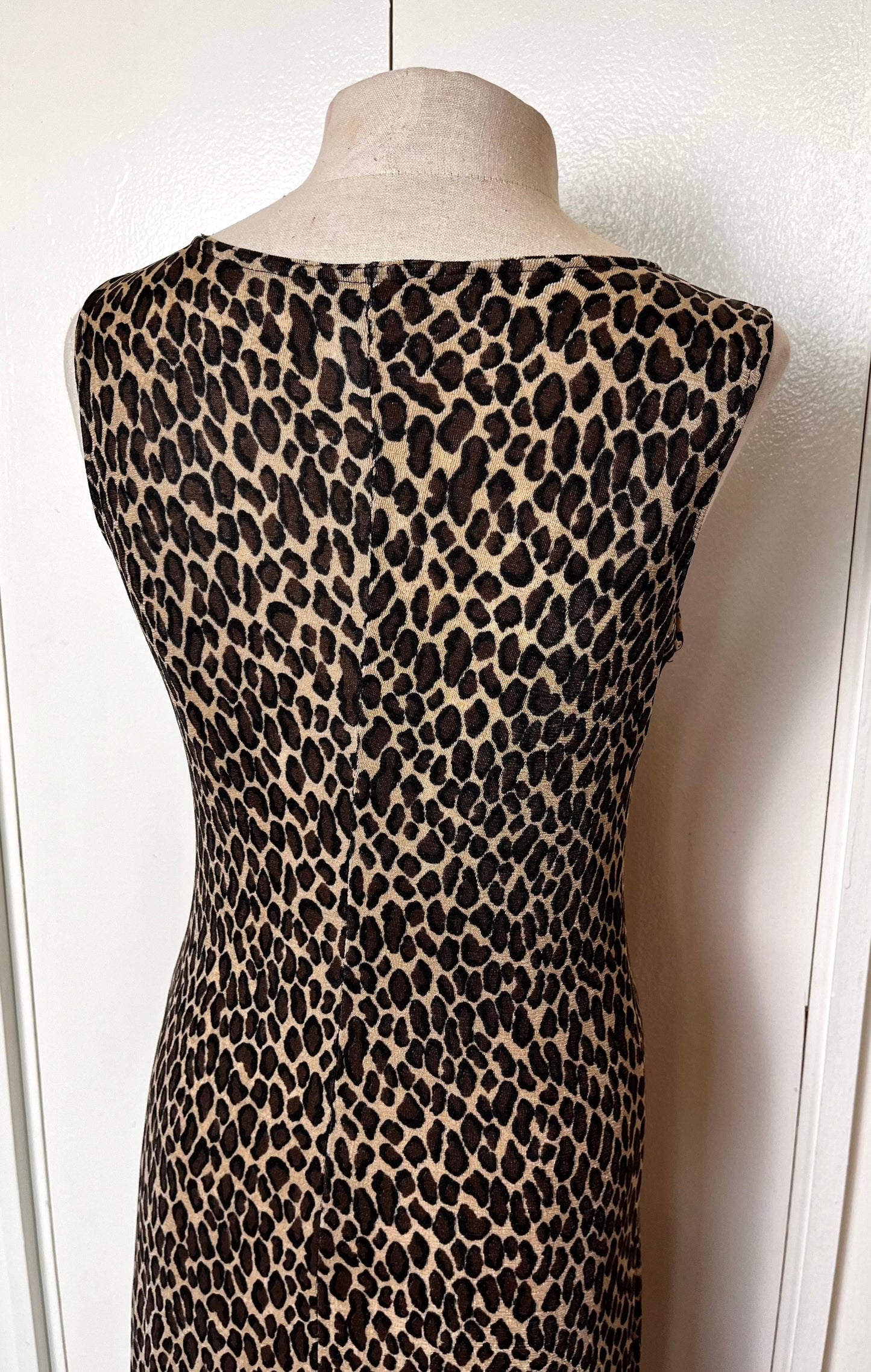 Vintage 1990's "Esse" Leopard-Print Stretchy Maxi Dress