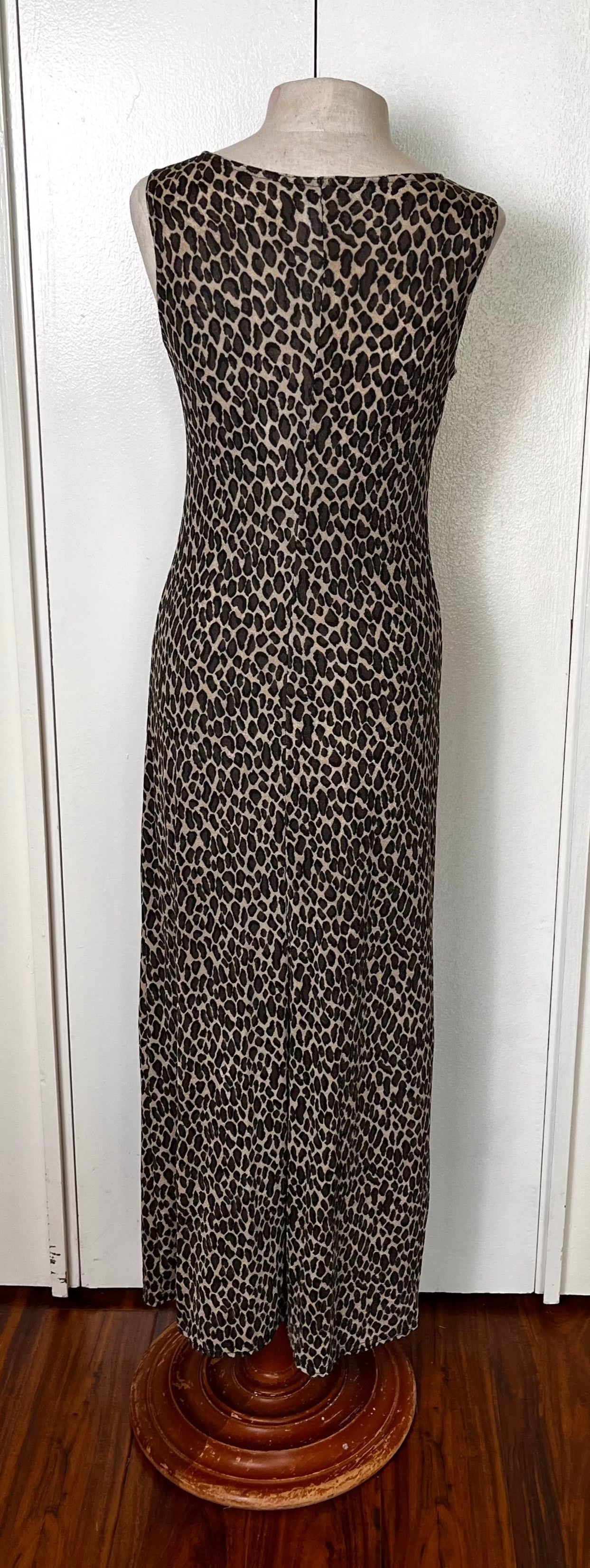 Vintage 1990's "Esse" Leopard-Print Stretchy Maxi Dress