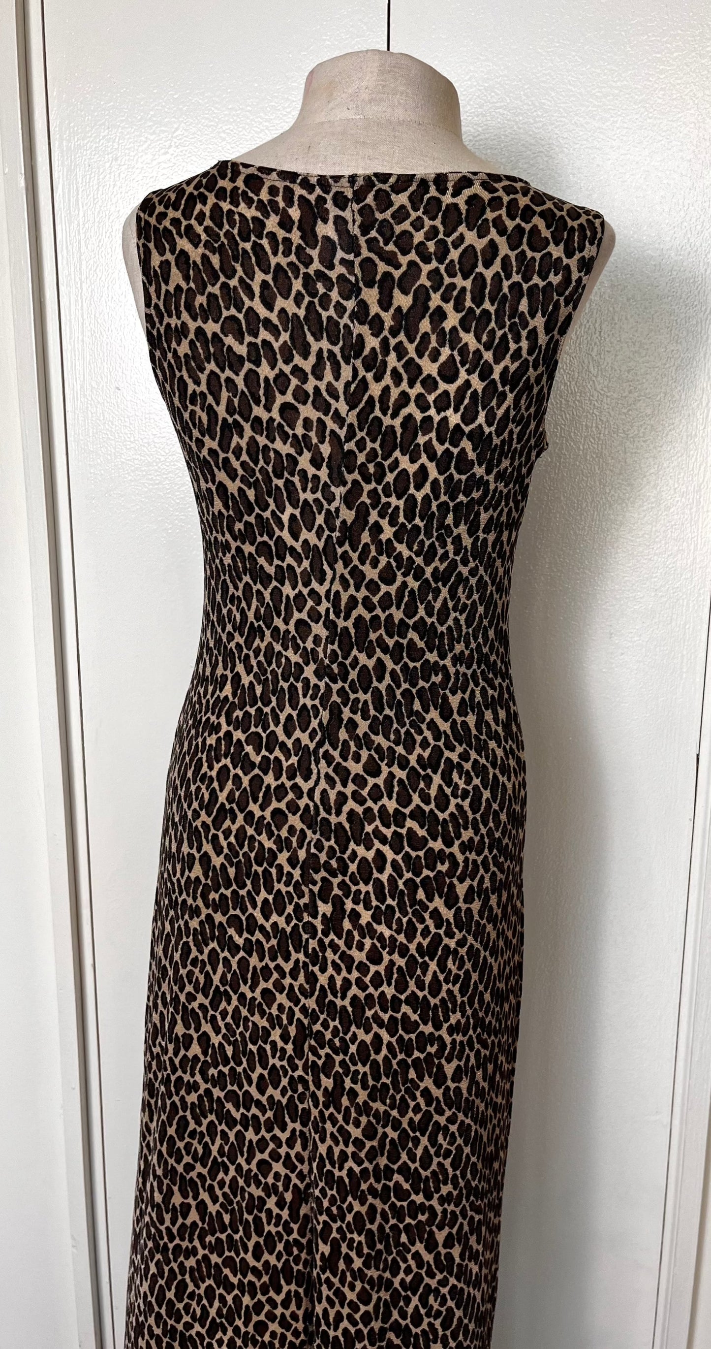 Vintage 1990's "Esse" Leopard-Print Stretchy Maxi Dress