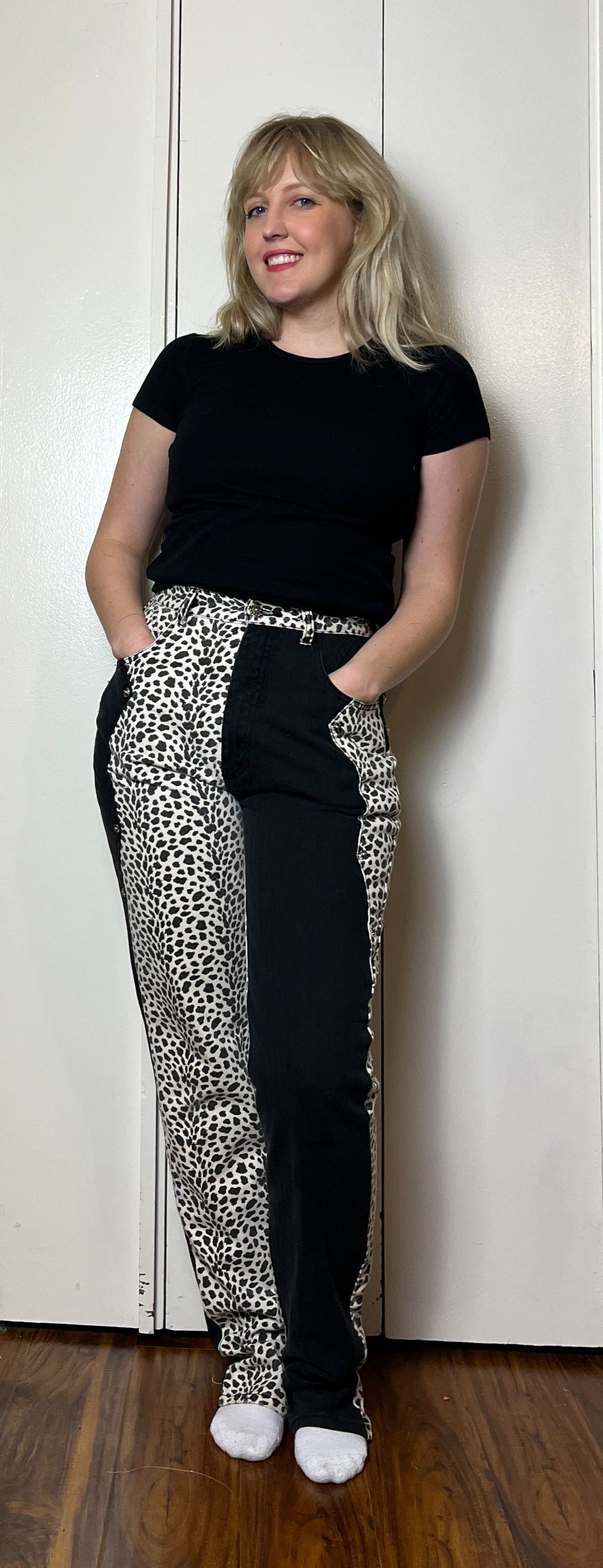 Vintage 1990's "Western Ethics" Black & White Cow Print Jeans