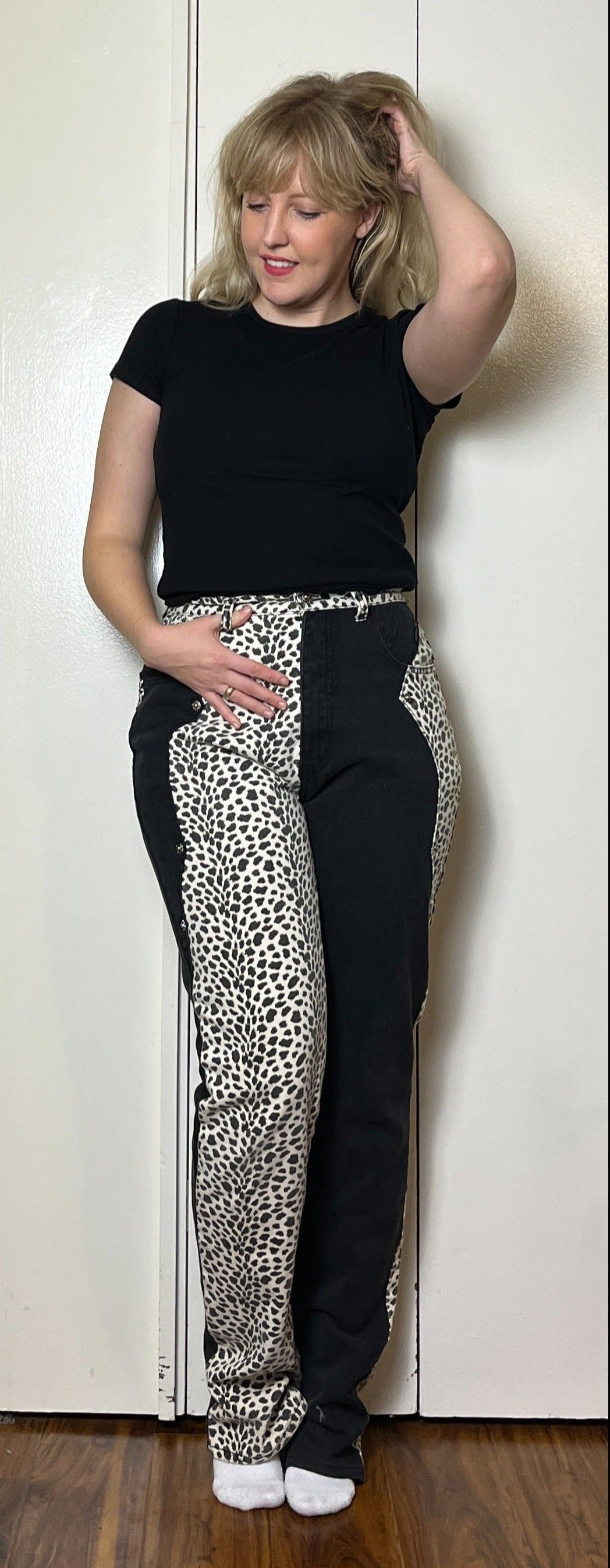 Vintage 1990's "Western Ethics" Black & White Cow Print Jeans