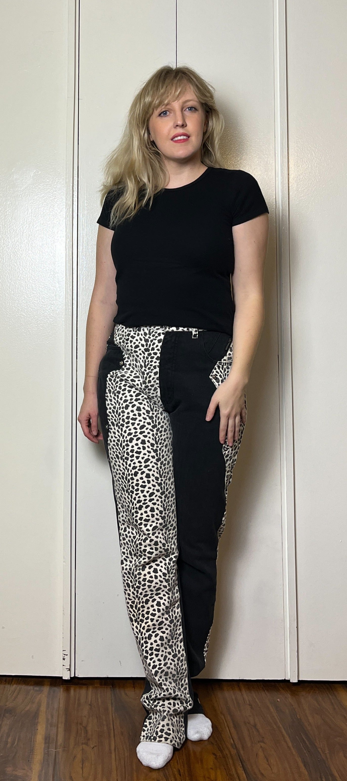 Vintage 1990's "Western Ethics" Black & White Cow Print Jeans