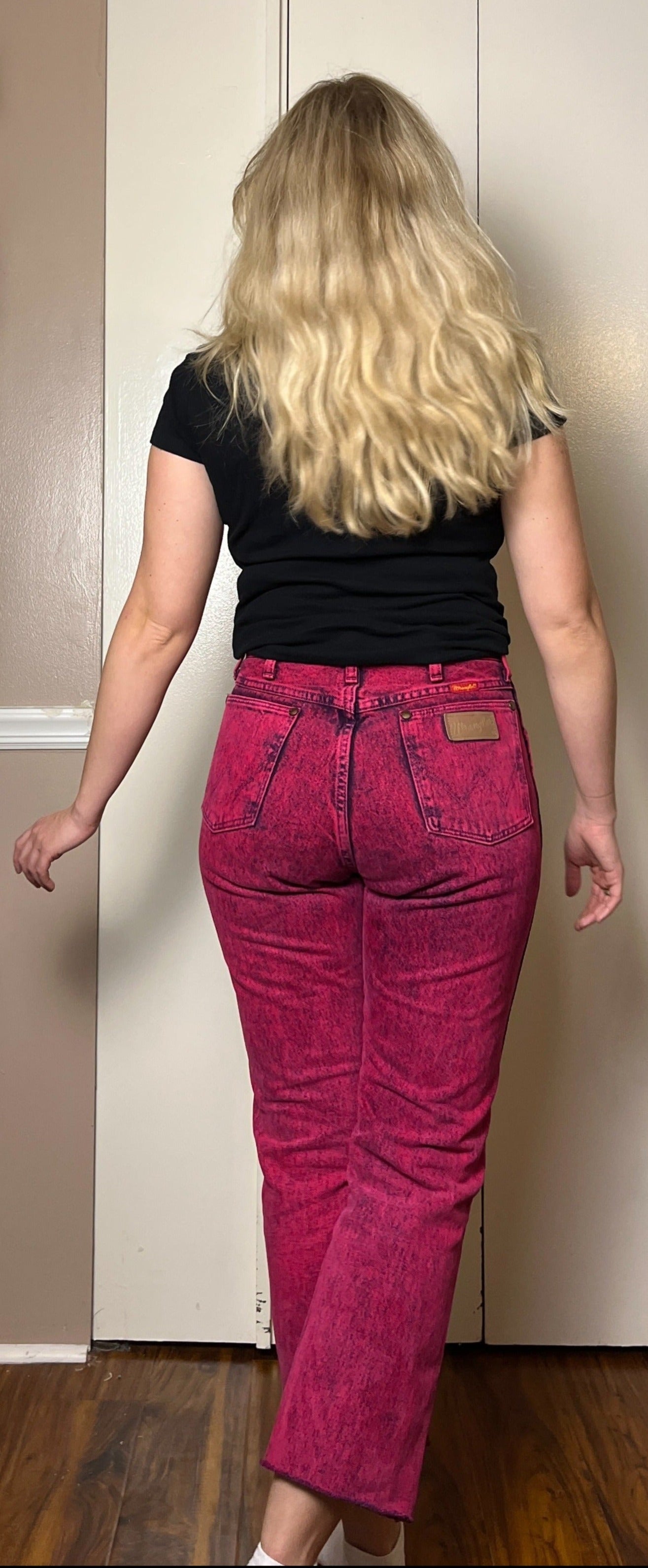 Vintage 1980's " Wrangler" Pink Acid Wash Jeans