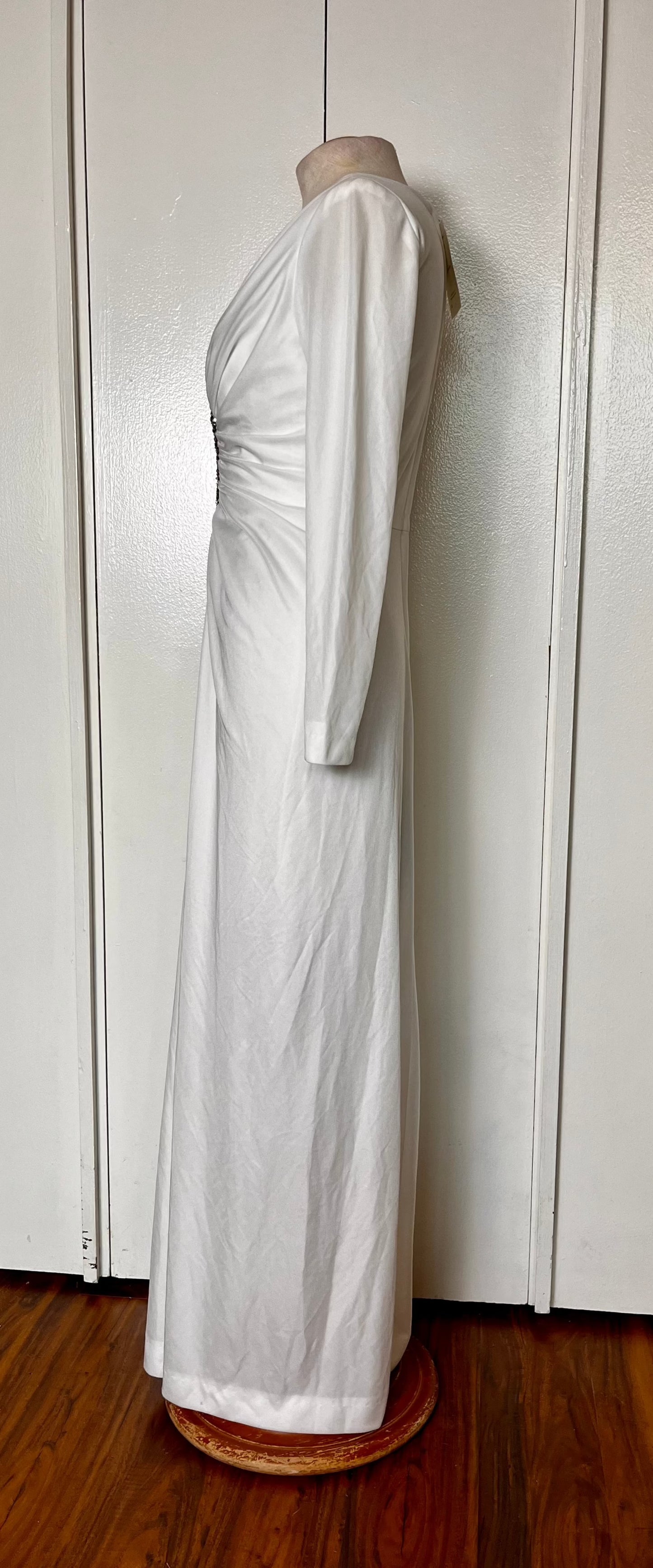 Vintage 1970's "Jack Bryan" White Stretch & Rhinestone Maxi Dress (Deadstock/NWT)