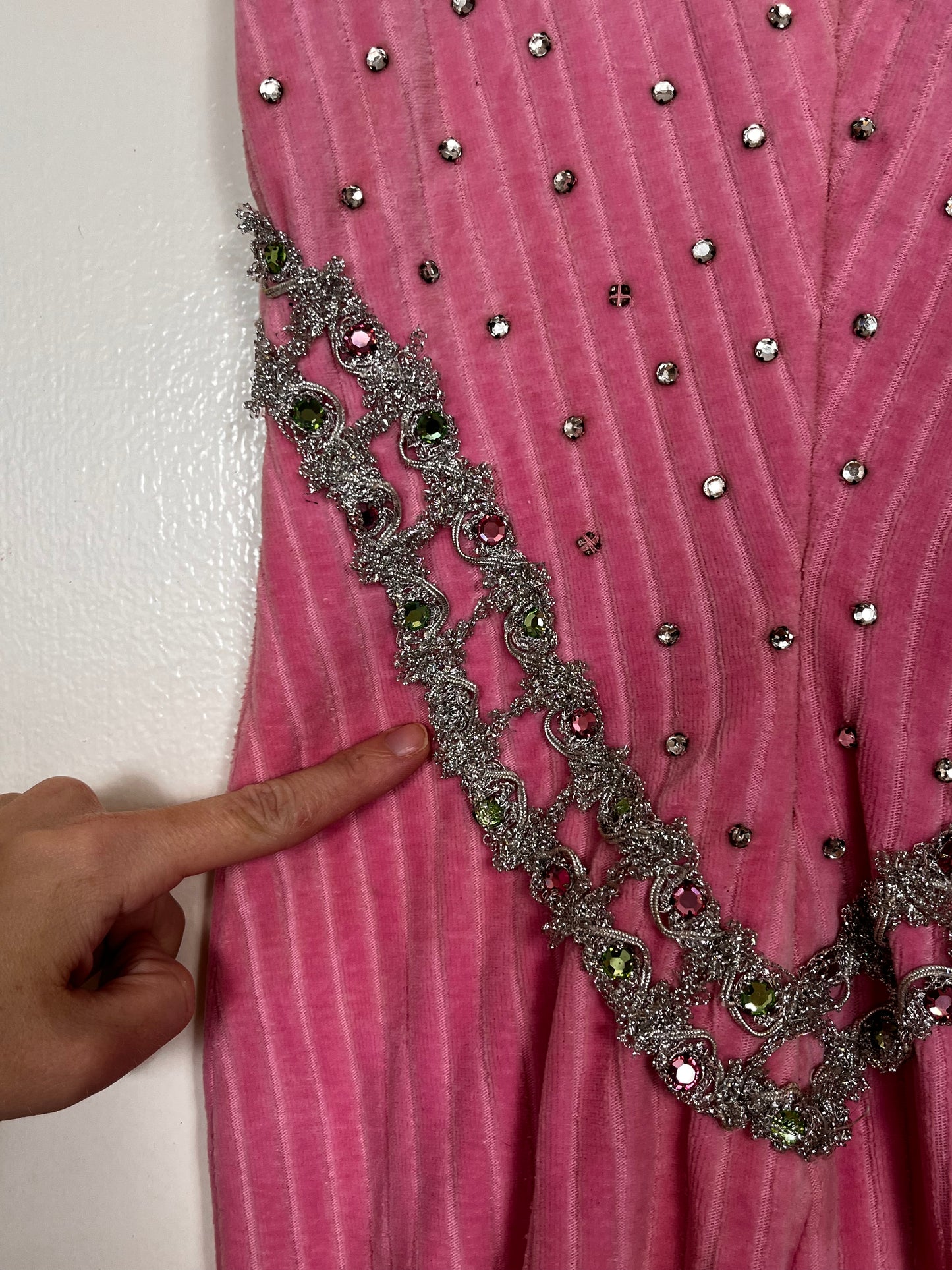 Vintage Pink Bejeweled Showgirl's Costume