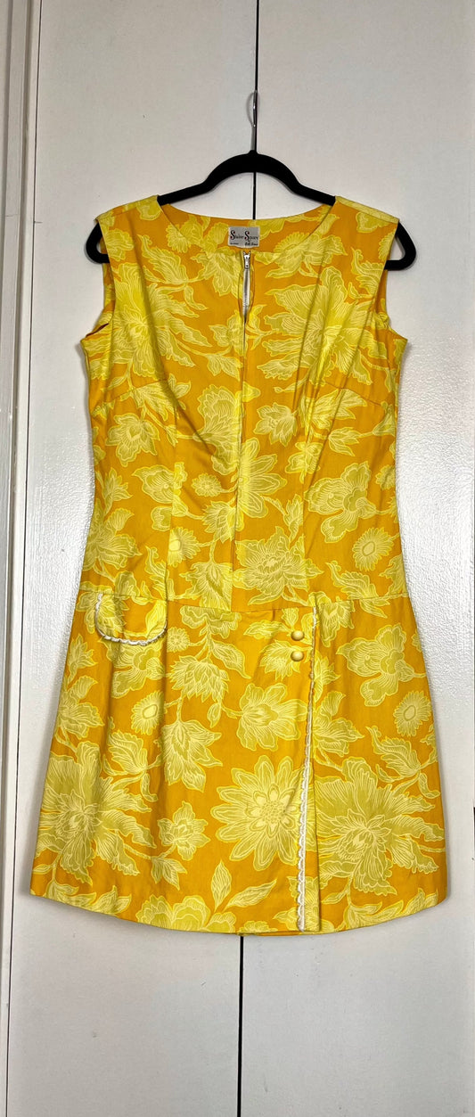 Vintage 1960's "Shaker Square by Bill Sims" Yellow Floral Romper