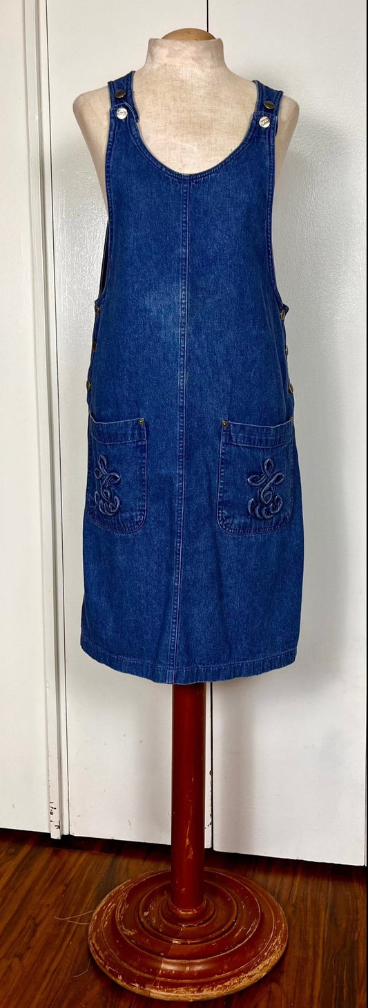 Vintage 1990's "Mizz Lizz" Denim Dungarees Dress