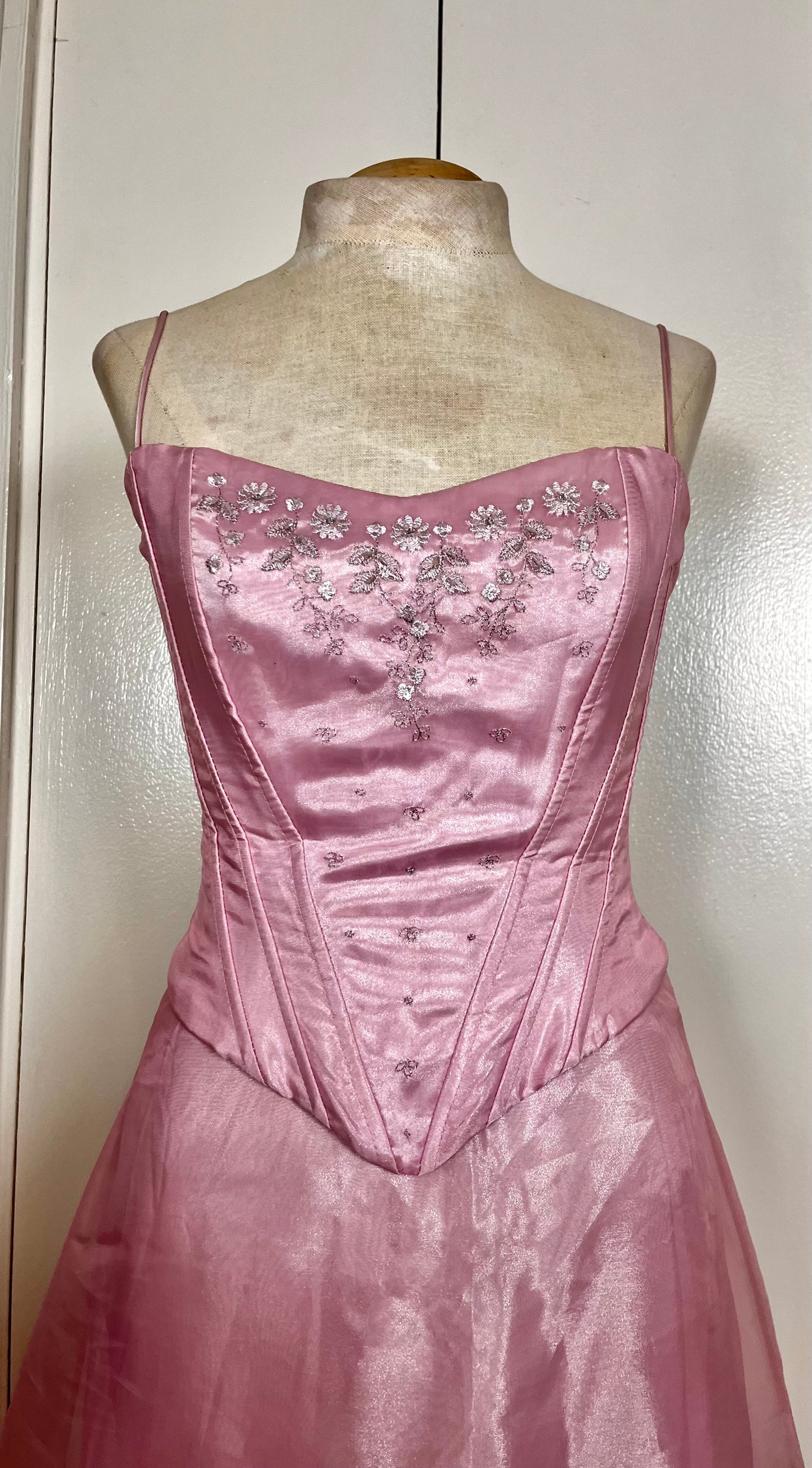 Vintage Y2K "Faviana" Lilac-Pink Corset Top & Skirt Set