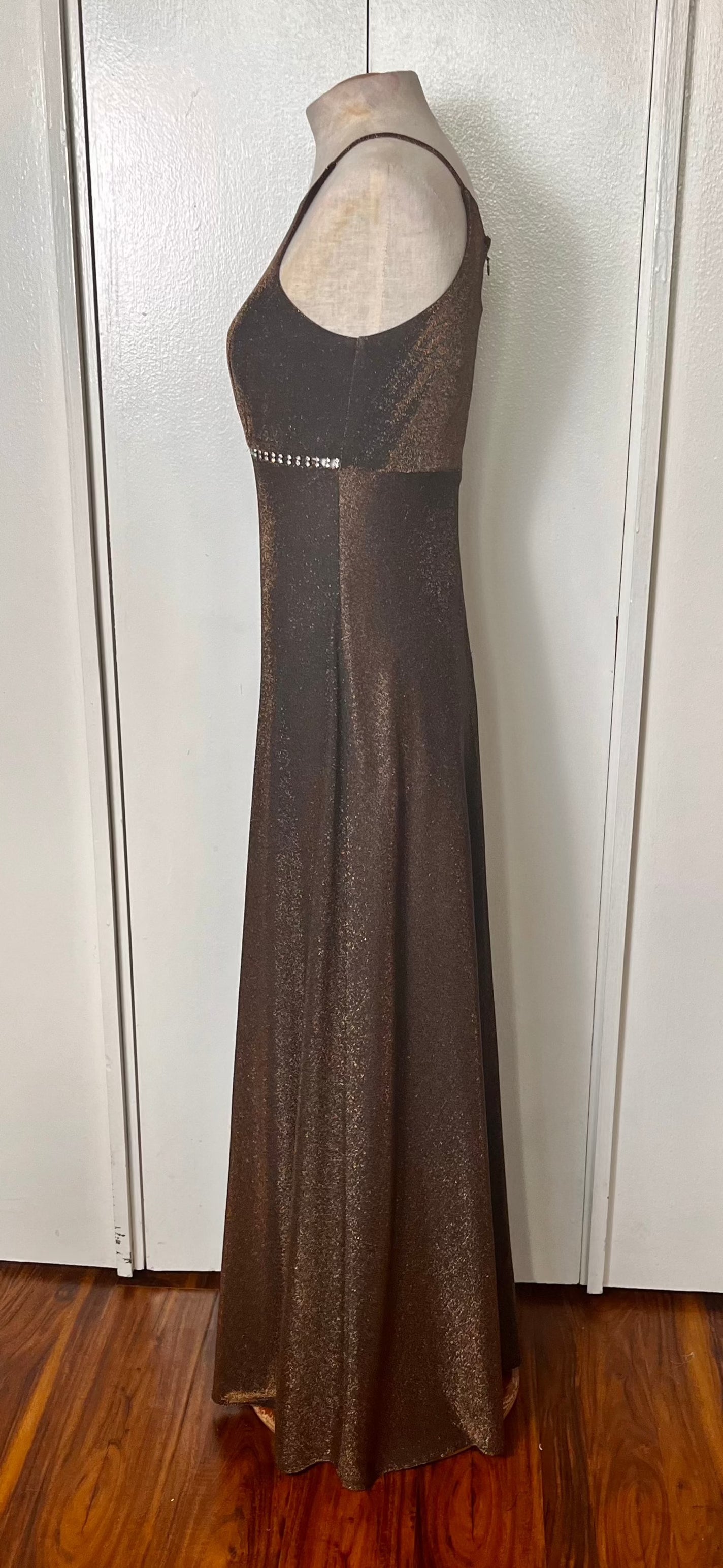 Vintage 1990's "Cache / Betsy & Adam" Brown Lurex Halter Maxi Dress