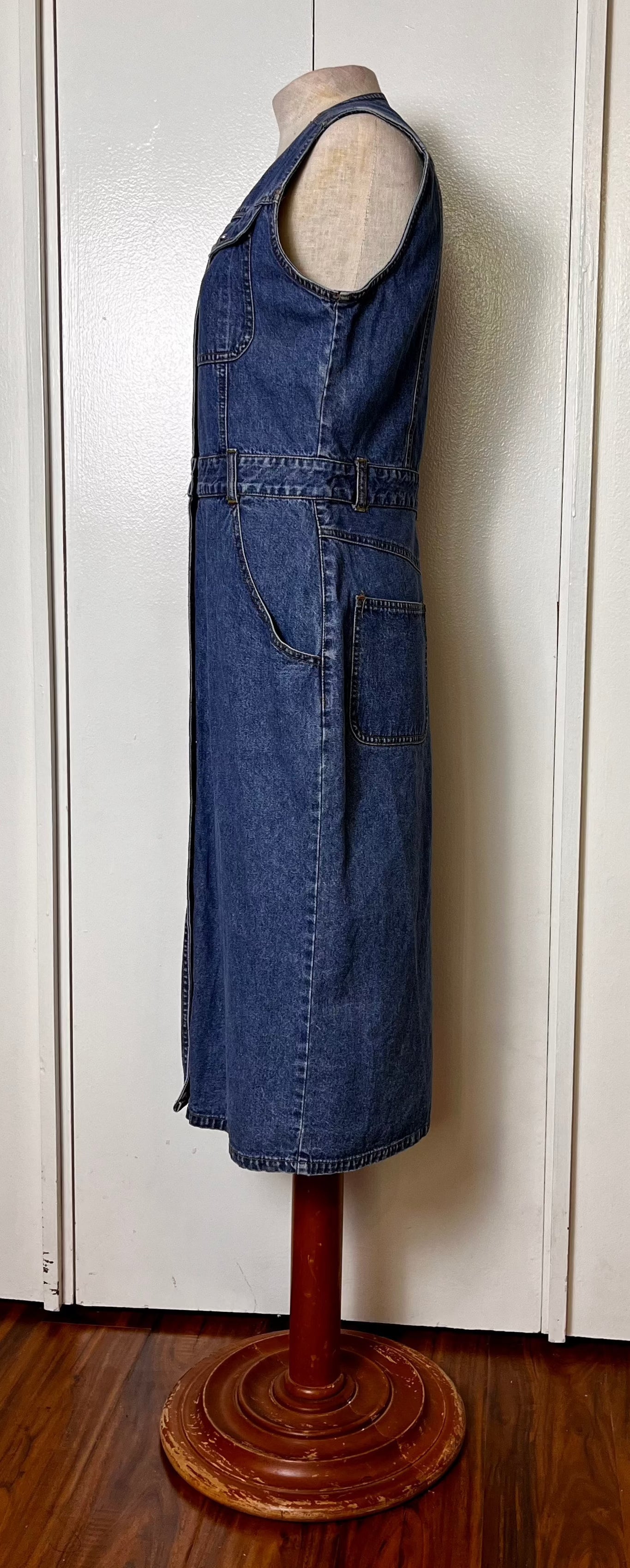 Vintage Y2K "Bill Blass" Pearl Snap Medium-Wash Denim Dress