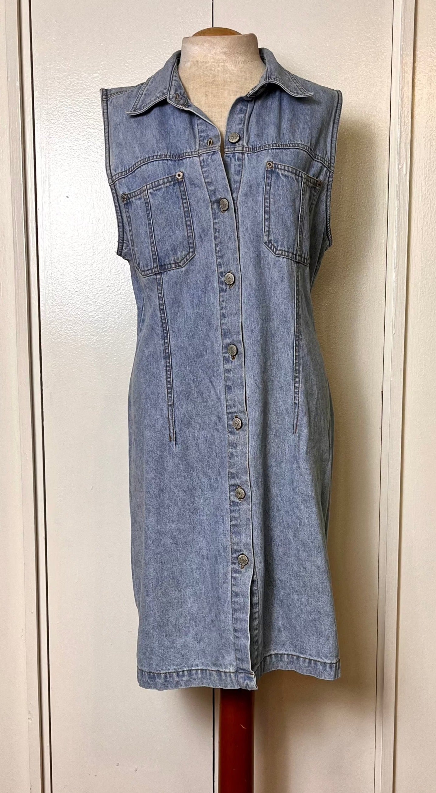 Vintage 1990's "Bill Blass" Light-Wash Denim Mini Dress