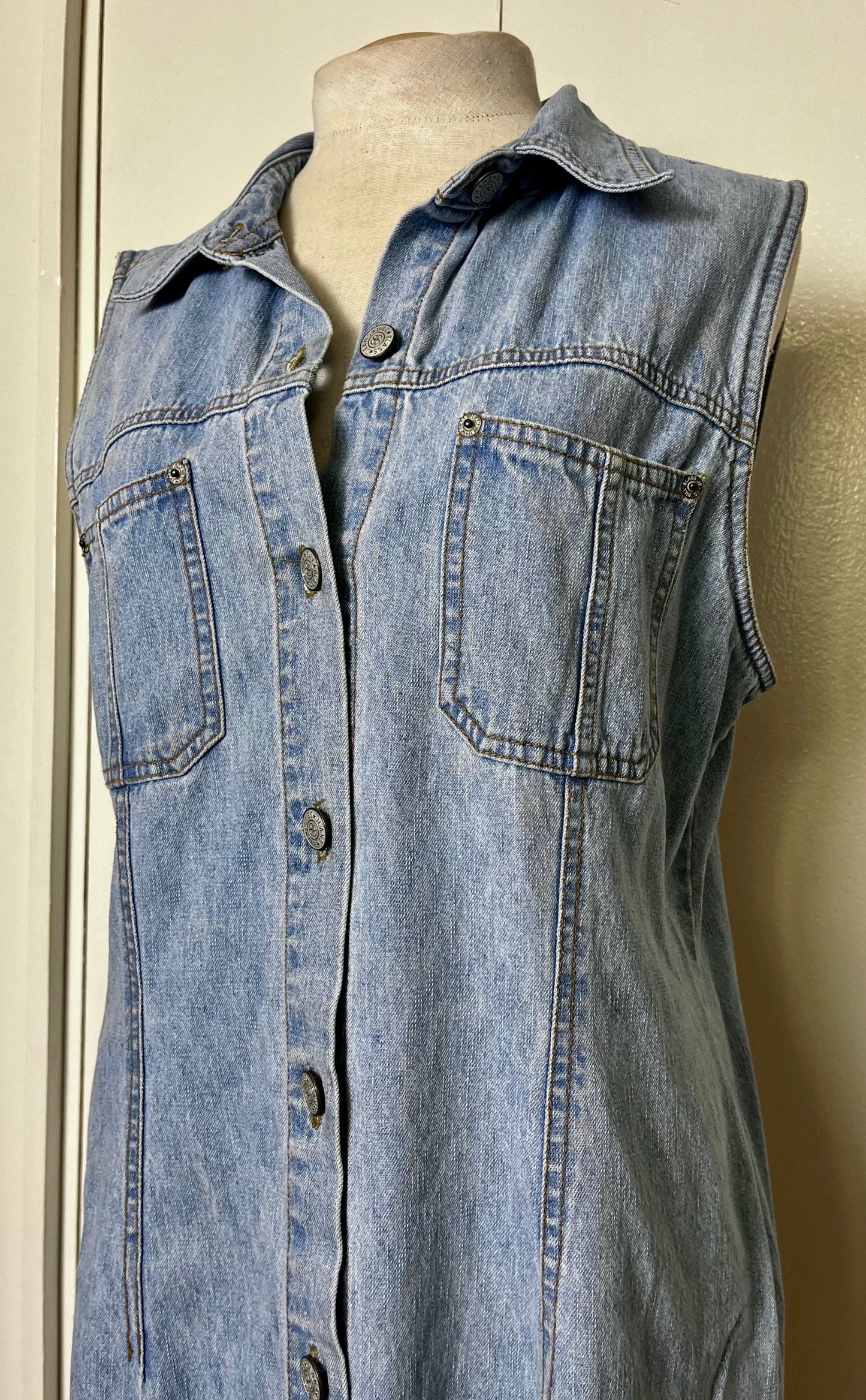 Vintage 1990's "Bill Blass" Light-Wash Denim Mini Dress