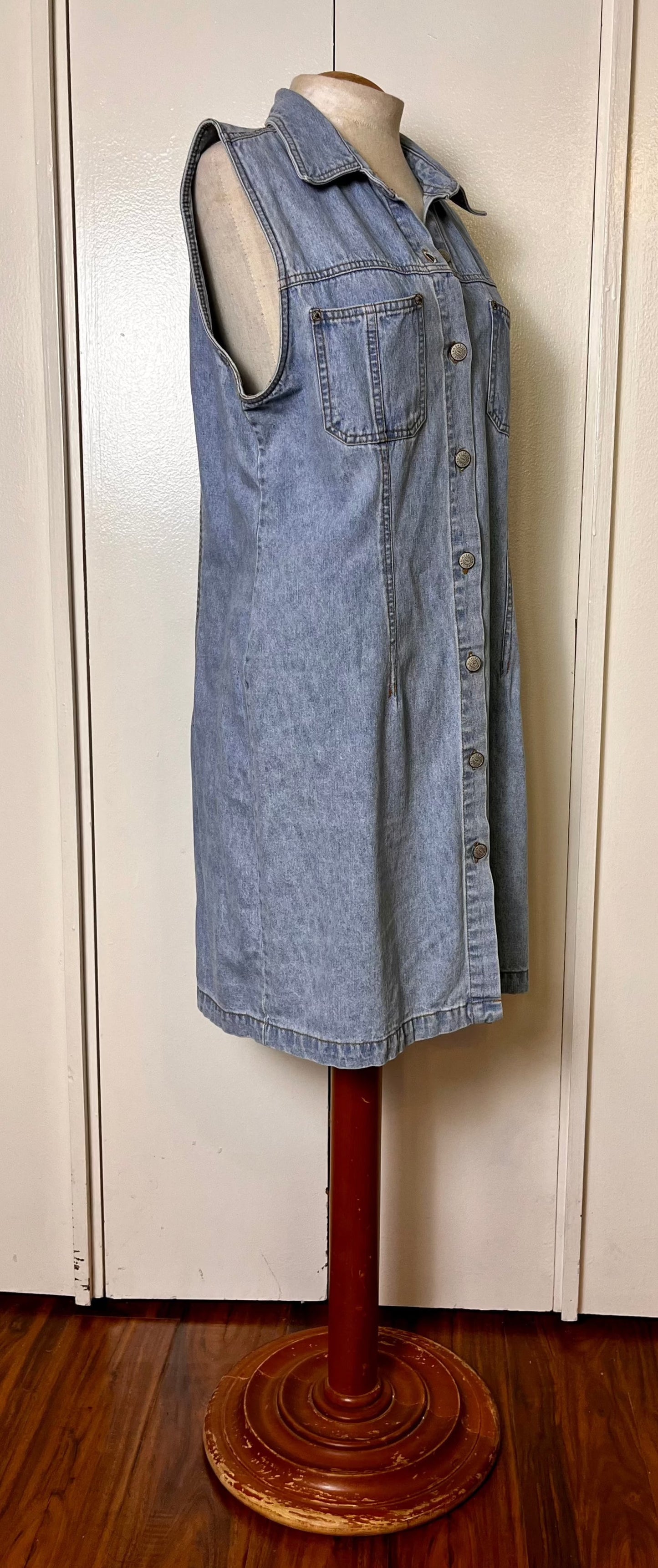 Vintage 1990's "Bill Blass" Light-Wash Denim Mini Dress