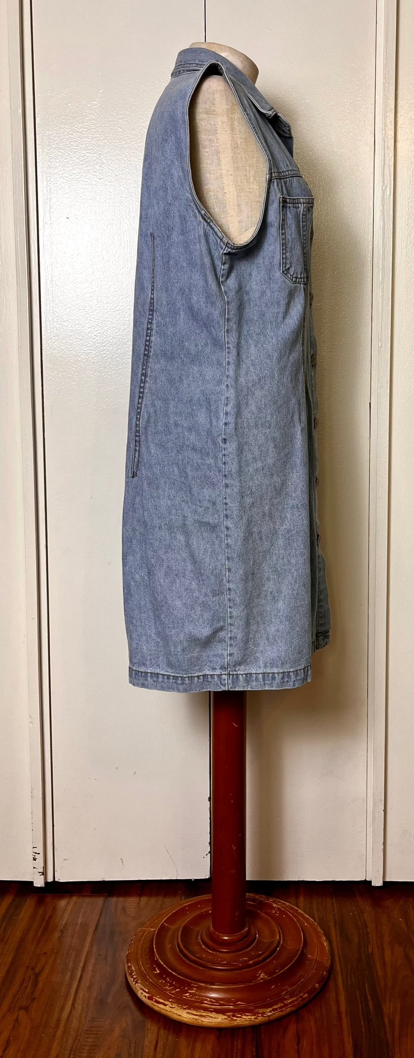 Vintage 1990's "Bill Blass" Light-Wash Denim Mini Dress