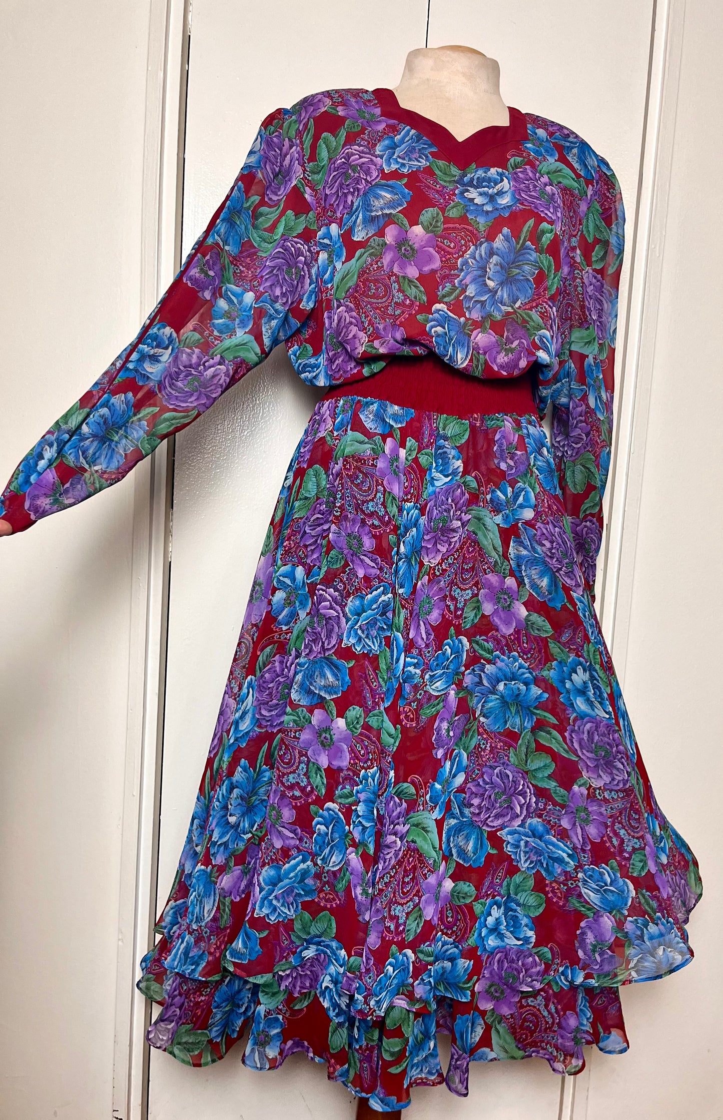 Vintage 1980's "Diane Freis" Ruffle Floral Dress