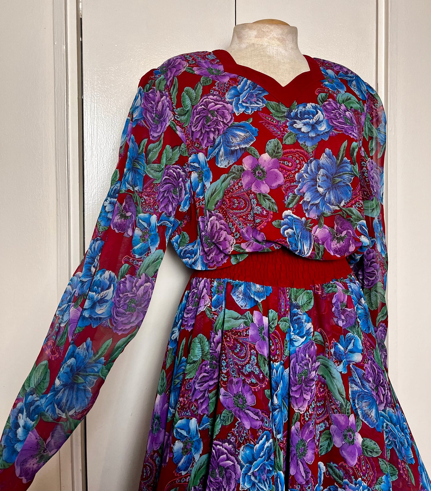 Vintage 1980's "Diane Freis" Ruffle Floral Dress