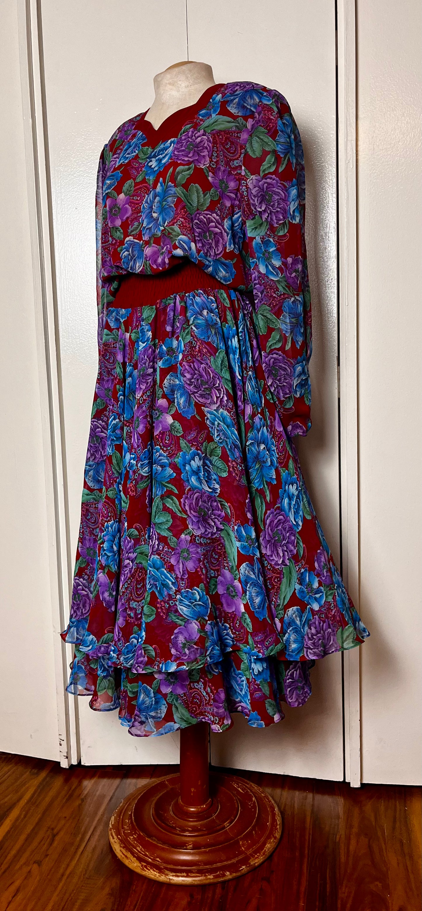 Vintage 1980's "Diane Freis" Ruffle Floral Dress