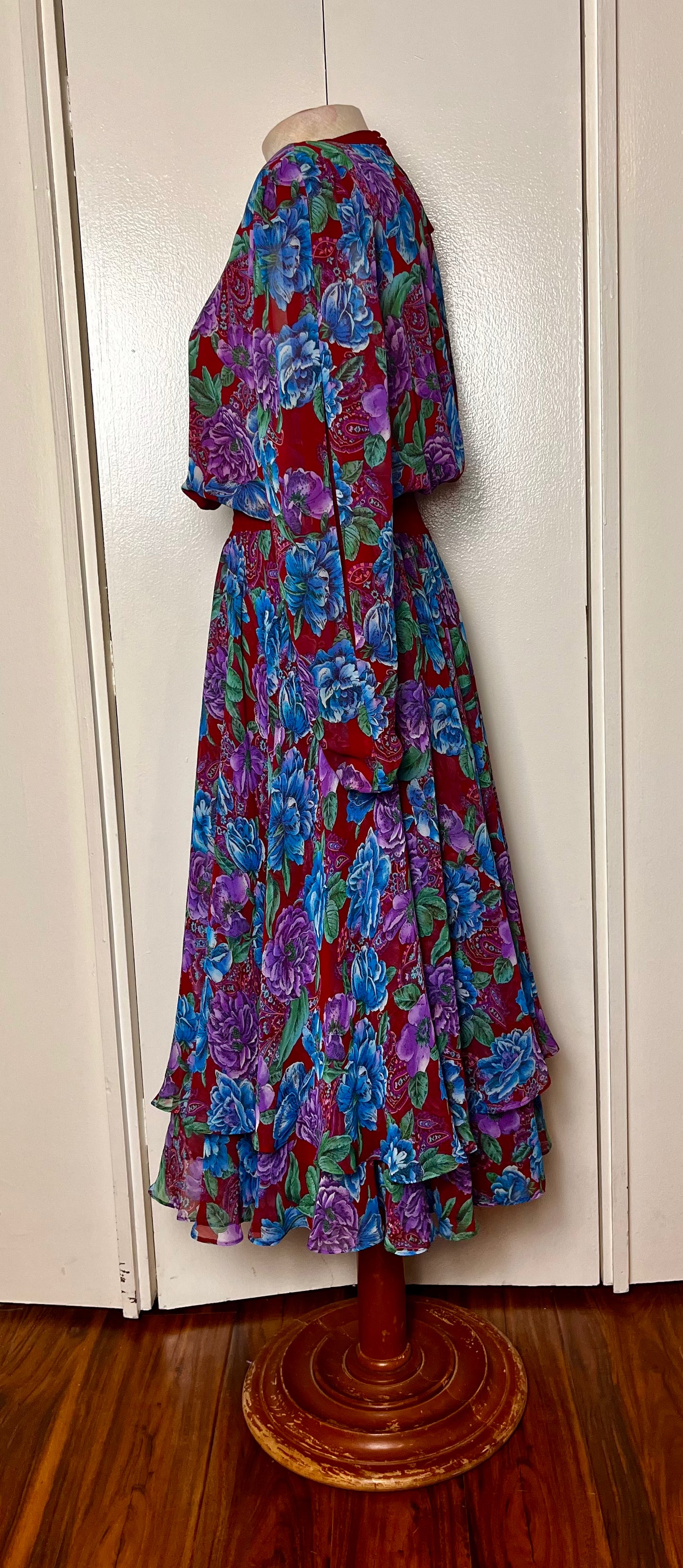 Vintage 1980's "Diane Freis" Ruffle Floral Dress