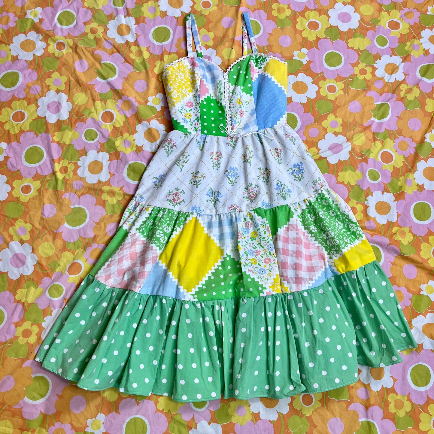 Picnic Sundress w/ Tiered Skirt (Size XS)