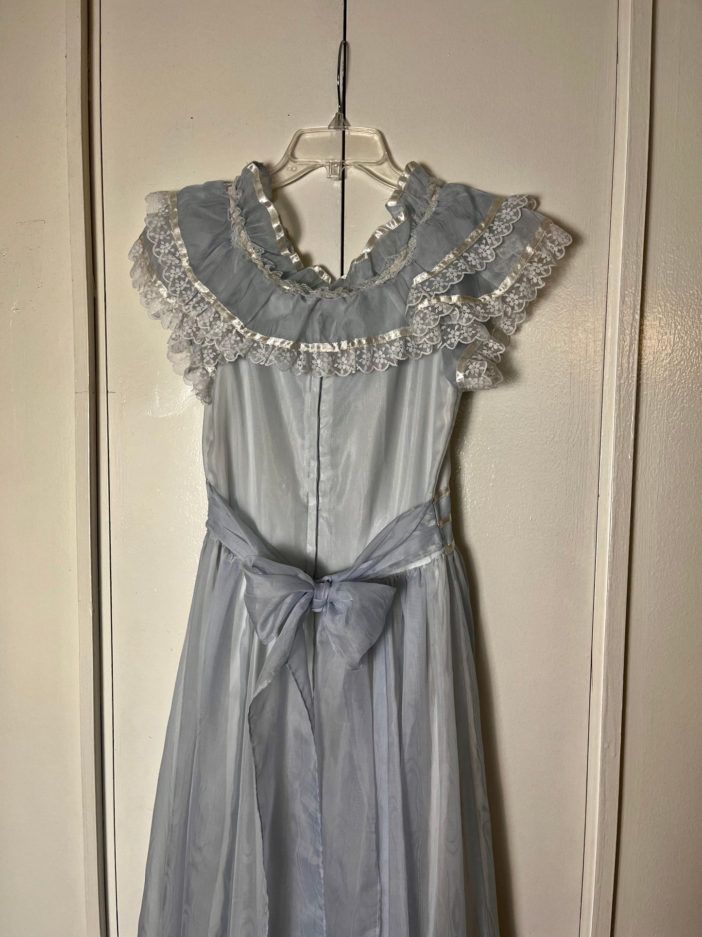 Vintage 1980's "Gunne Sax by Jessica McClintock" Light Blue Ruffle Gown