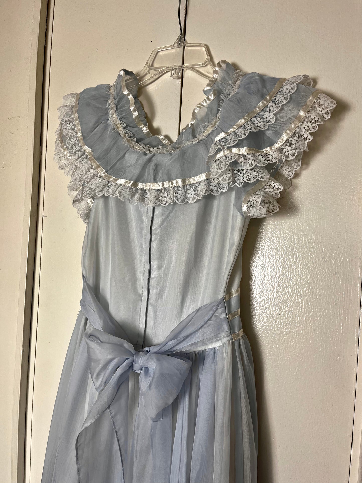 Vintage 1980's "Gunne Sax by Jessica McClintock" Light Blue Ruffle Gown