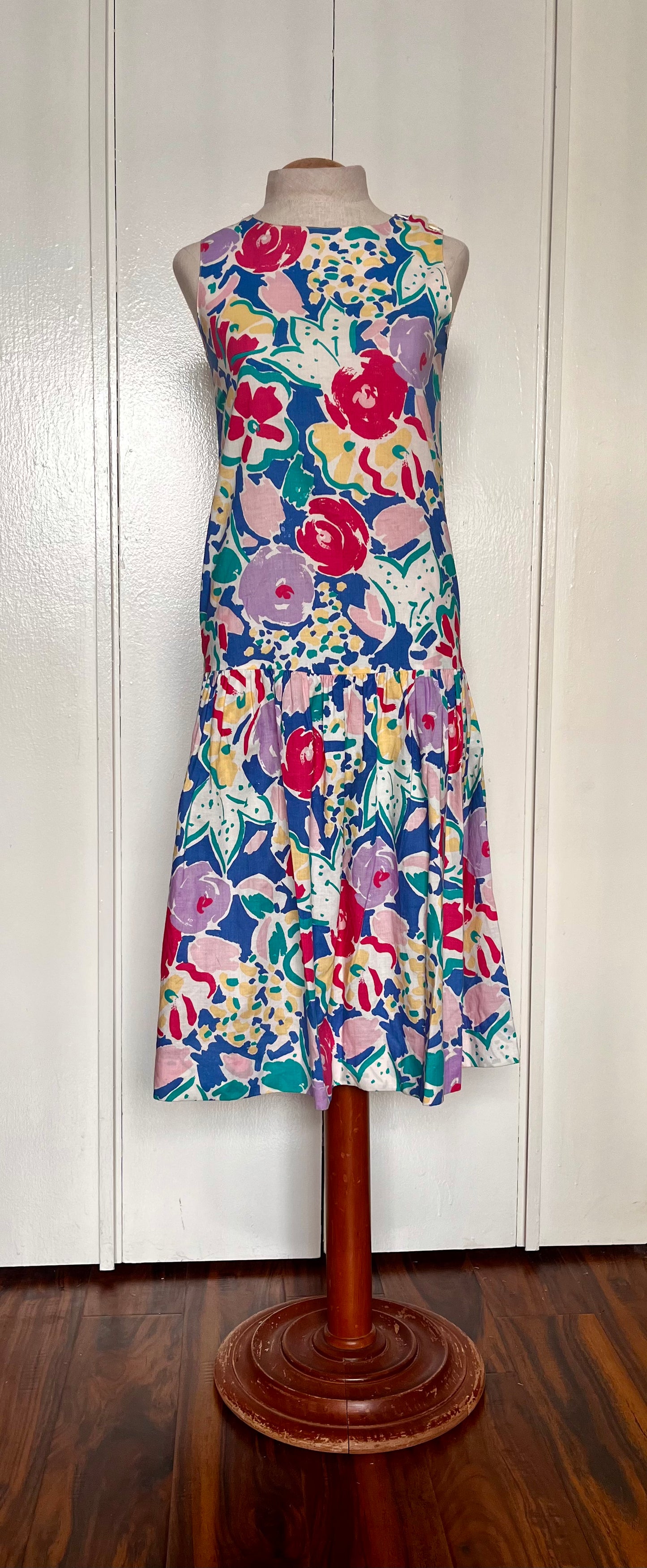 Vintage 1980’s "Laura Ashley" Floral Drop Waist Shift Dress