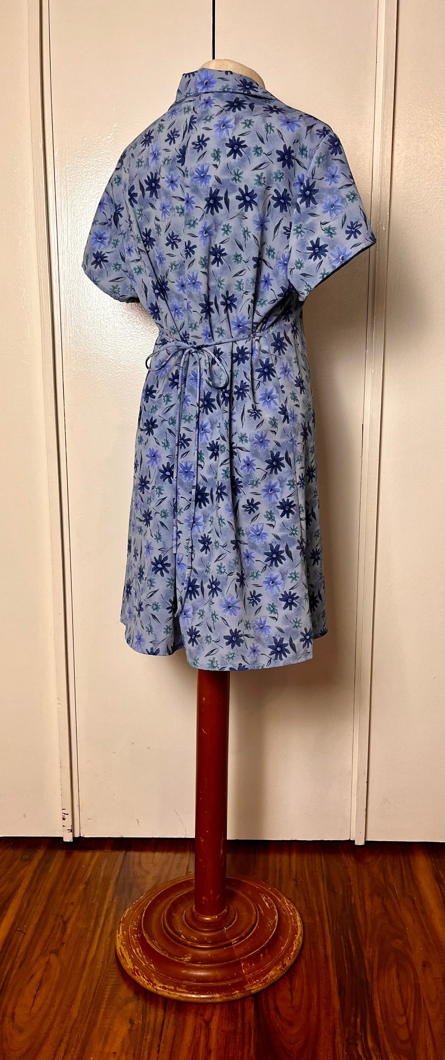 Vintage 1990's "No Boundaries" Blue Floral Button-Front Mini Dress