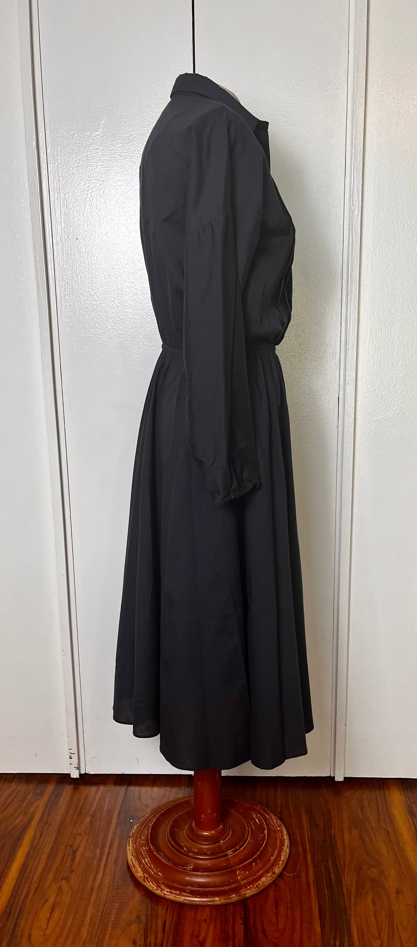 Vintage 1980's does 50's "Kay Brandon"  Black Pleated Midi Dress