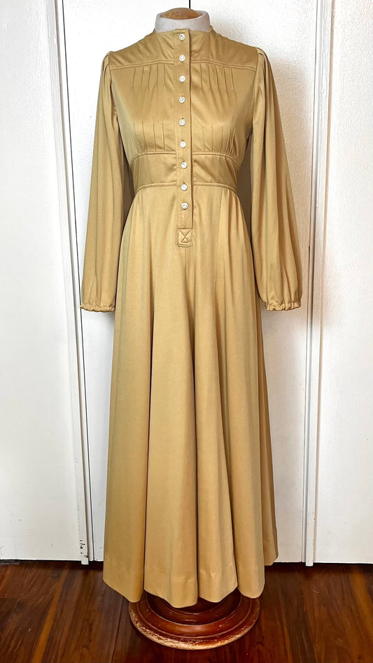 Vintage 1970’s "Vogue Couturier Design a la Jean Muir Pattern 2664" Maxi Dress in Golden-Yellow