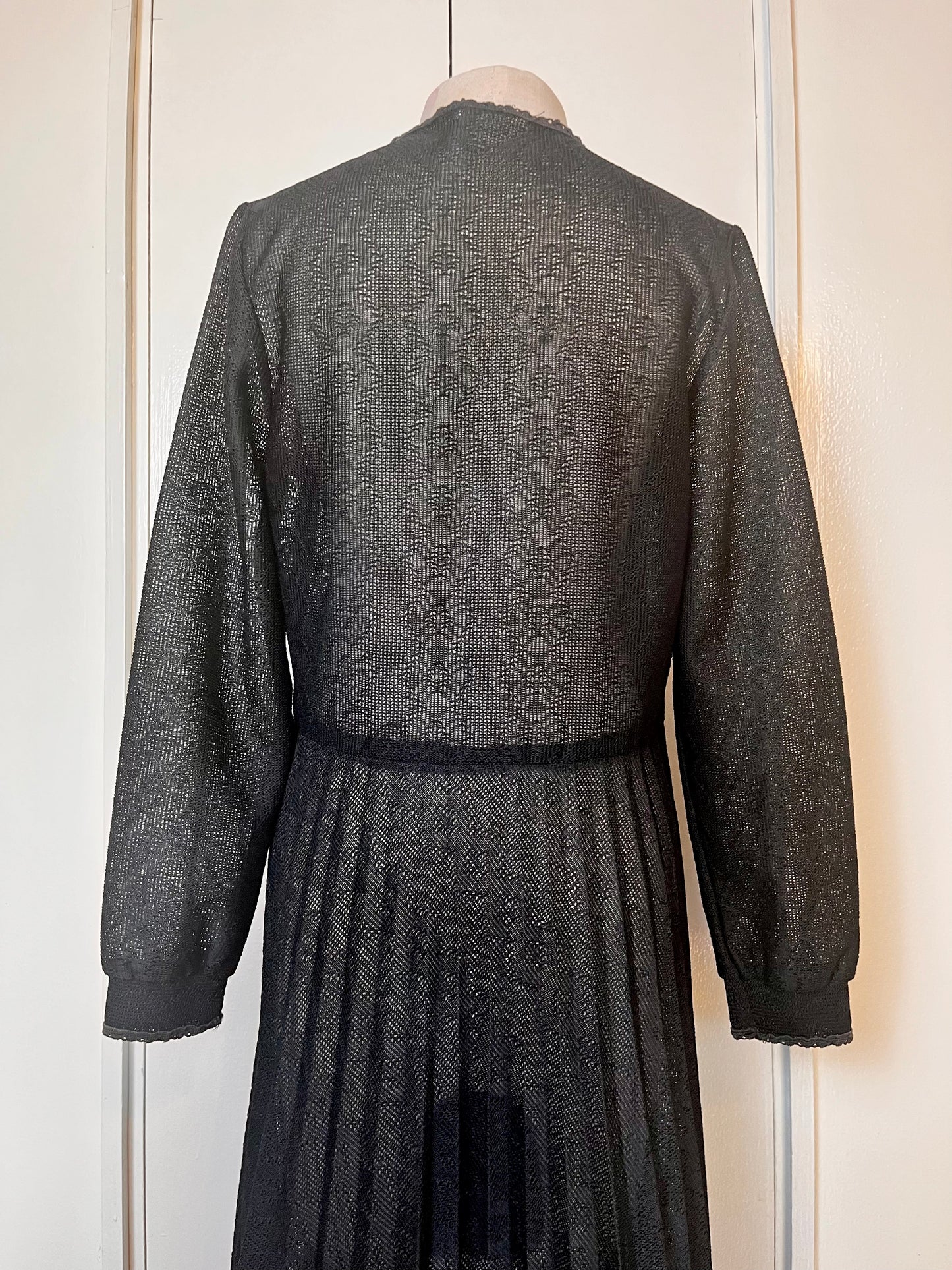 Vintage 1970’s "Montgomery Ward" Black Mesh Midi Dress