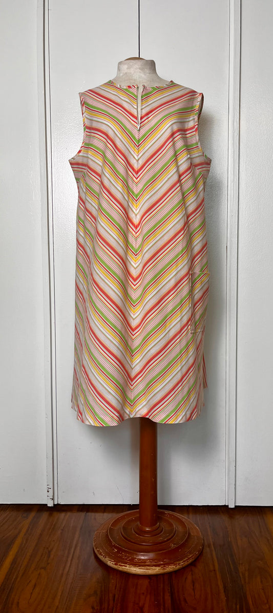 Vintage 1970's "Sears" Striped Zip-Up Dress