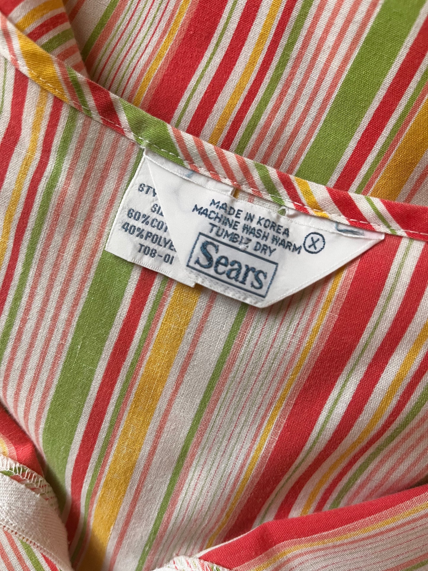 Vintage 1970's "Sears" Striped Zip-Up Dress