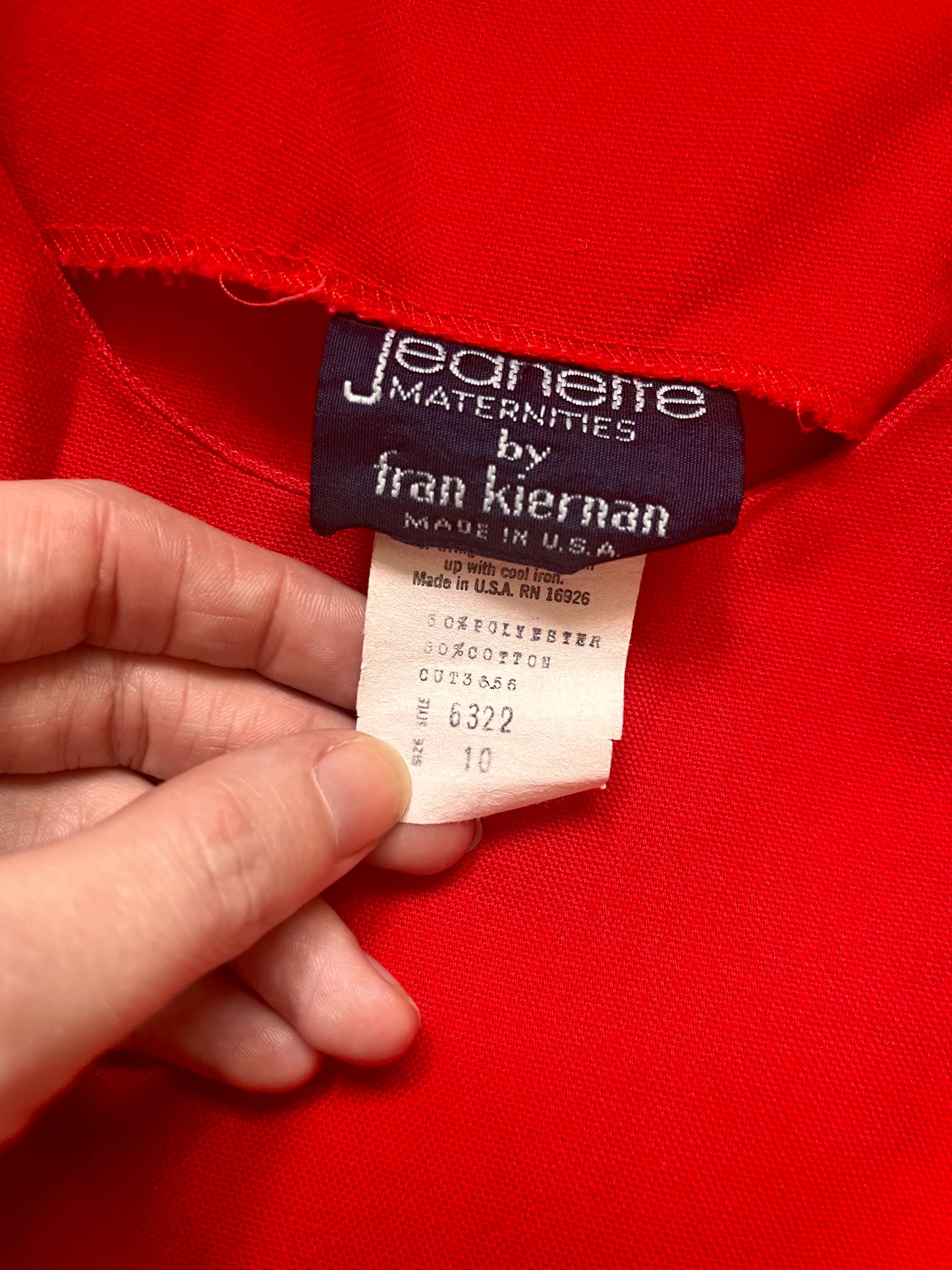 Vintage 1980's "Jeanette" Red Maternity Tent Dress