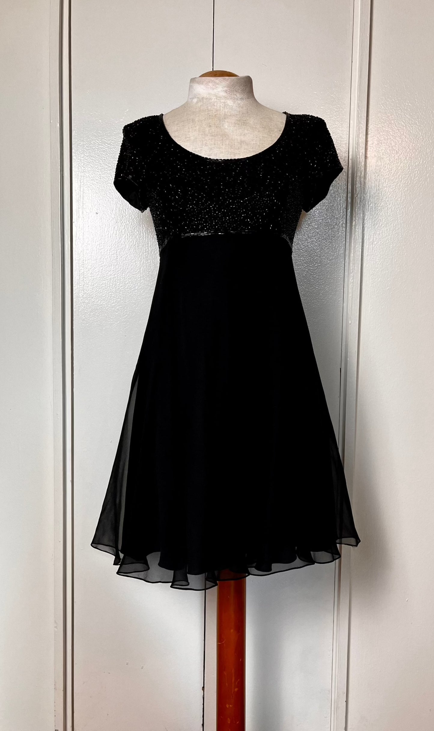 Vintage 1990's "Bieff Basix for David York" Black Sequin Mini Dress