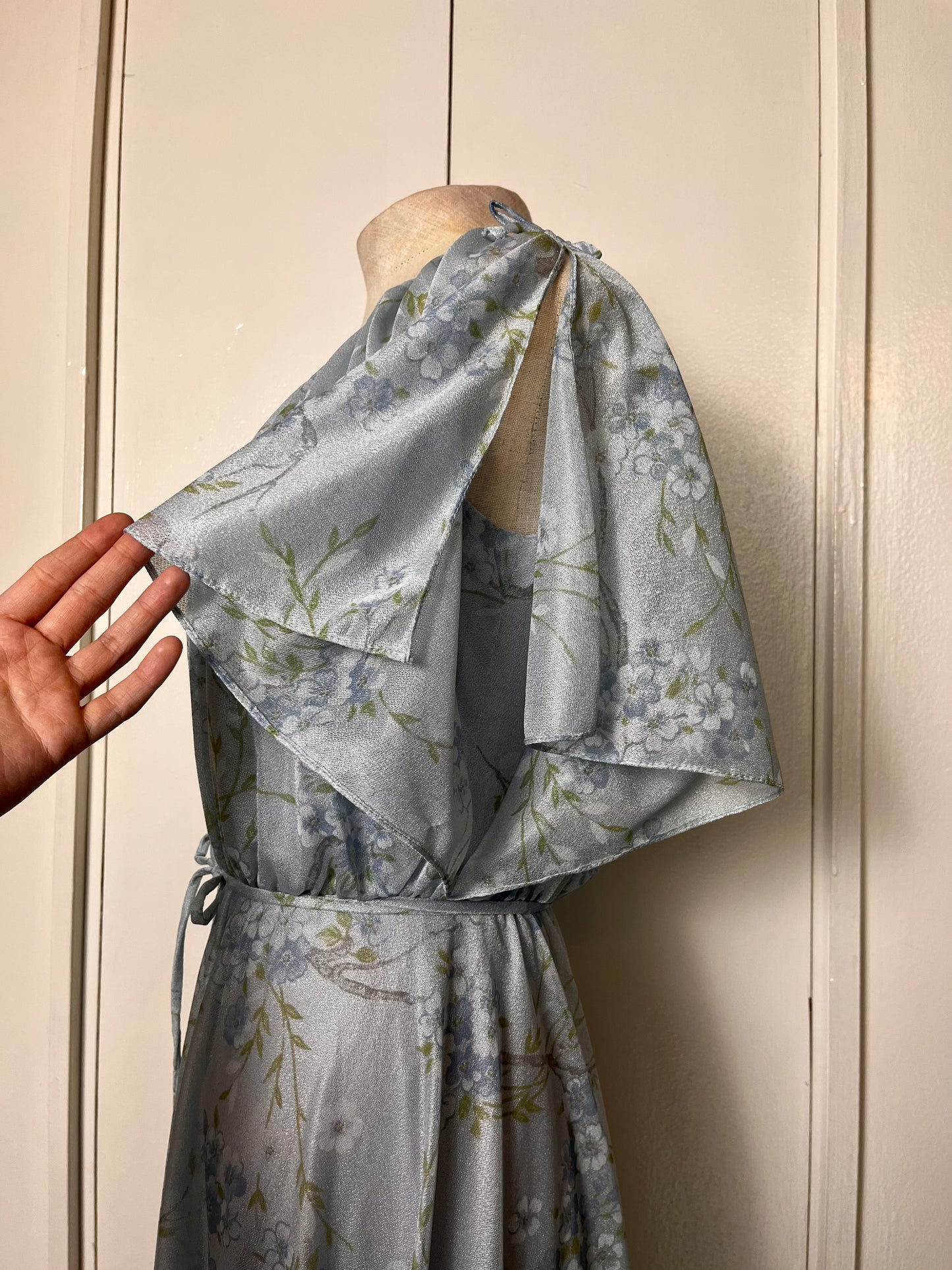 Vintage 1970's "Home-Sewn" Blue Floral Maxi Dress