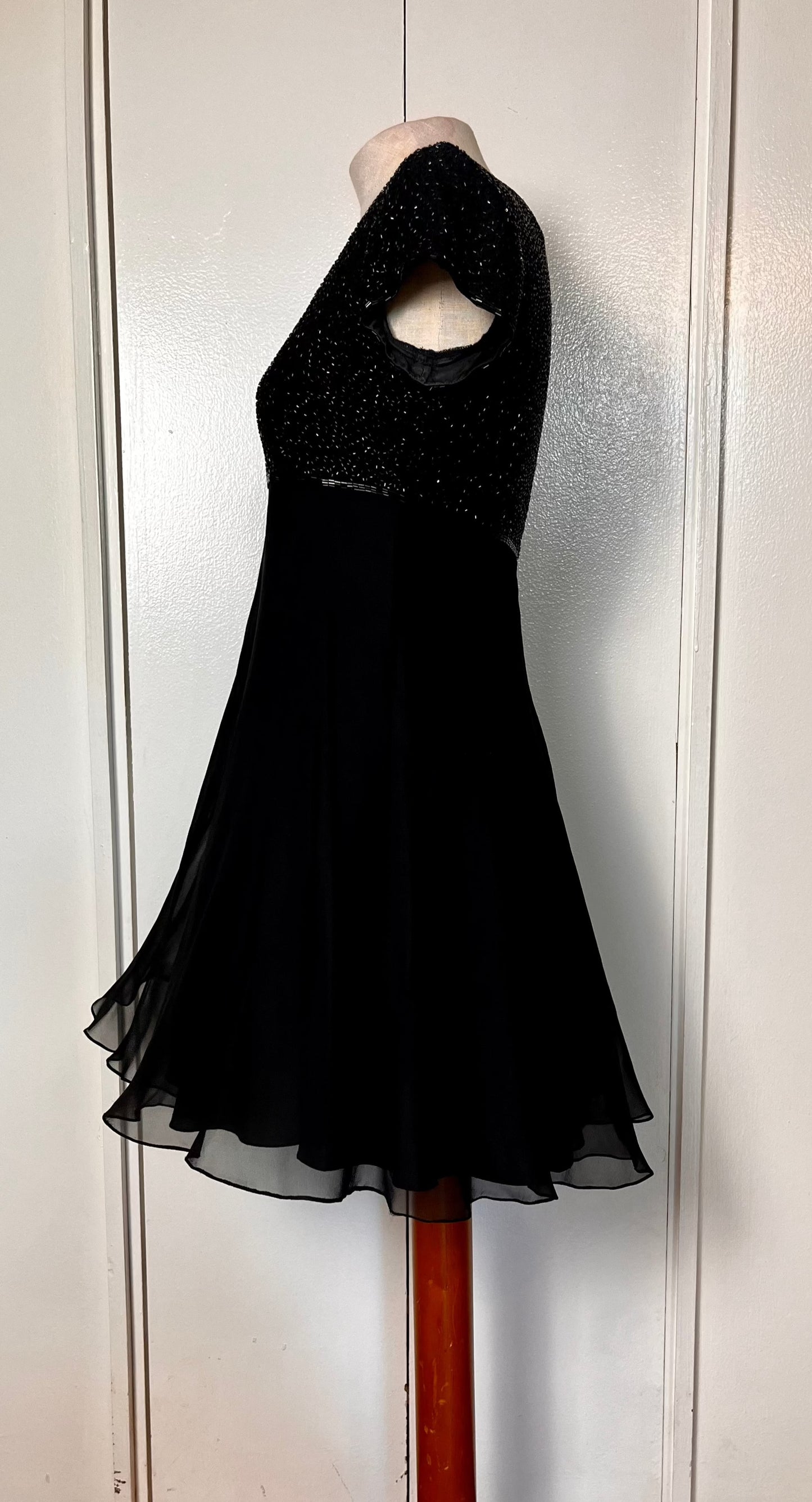 Vintage 1990's "Bieff Basix for David York" Black Sequin Mini Dress