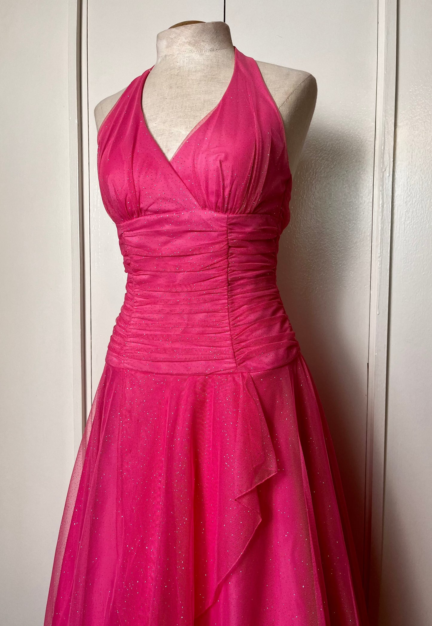 Vintage Y2K "Masquerade" Pink Glitter Corset Party Dress