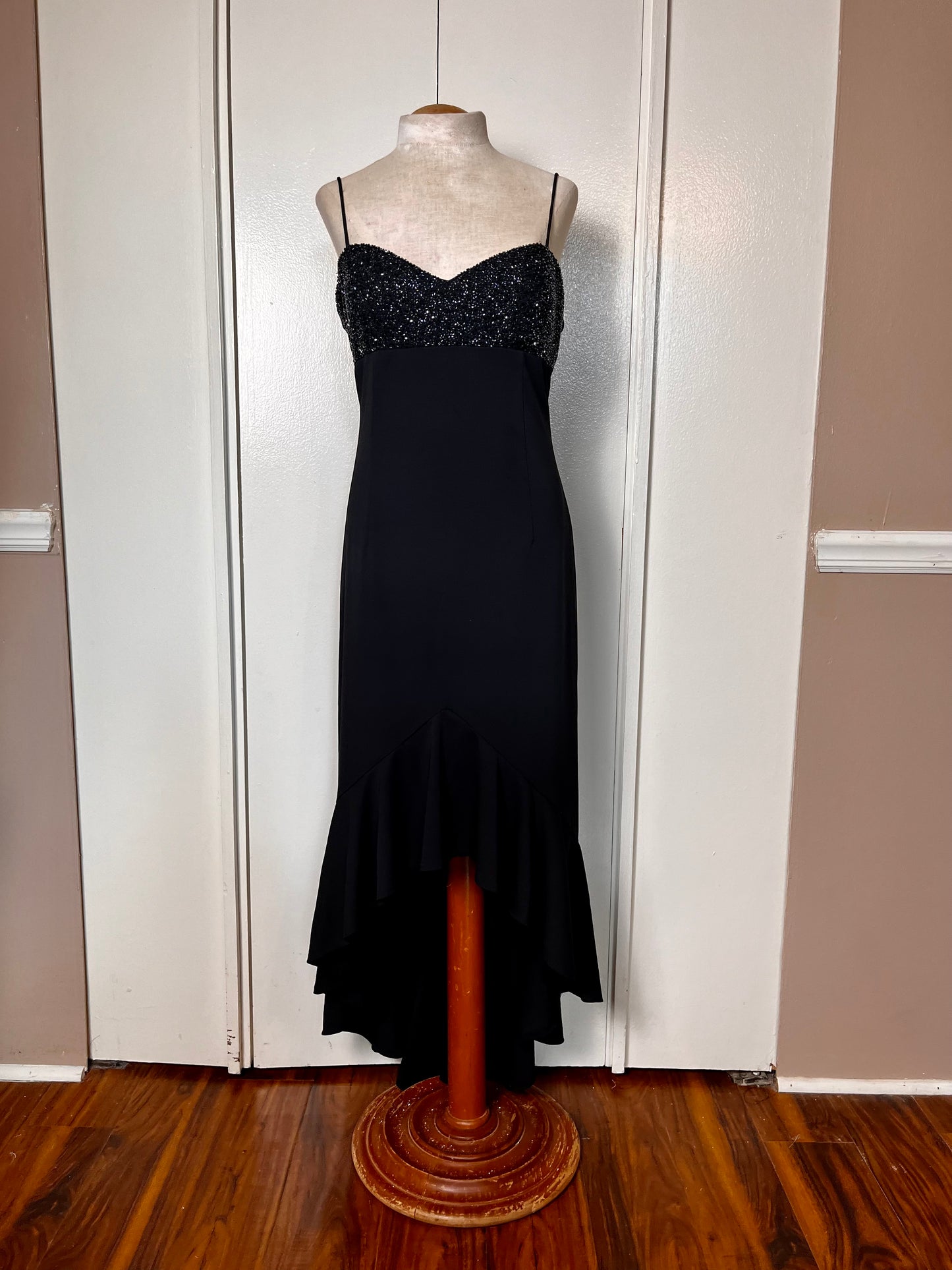 Vintage 1990's "Bieff Basix for David York" Black Sequin Mini Dress