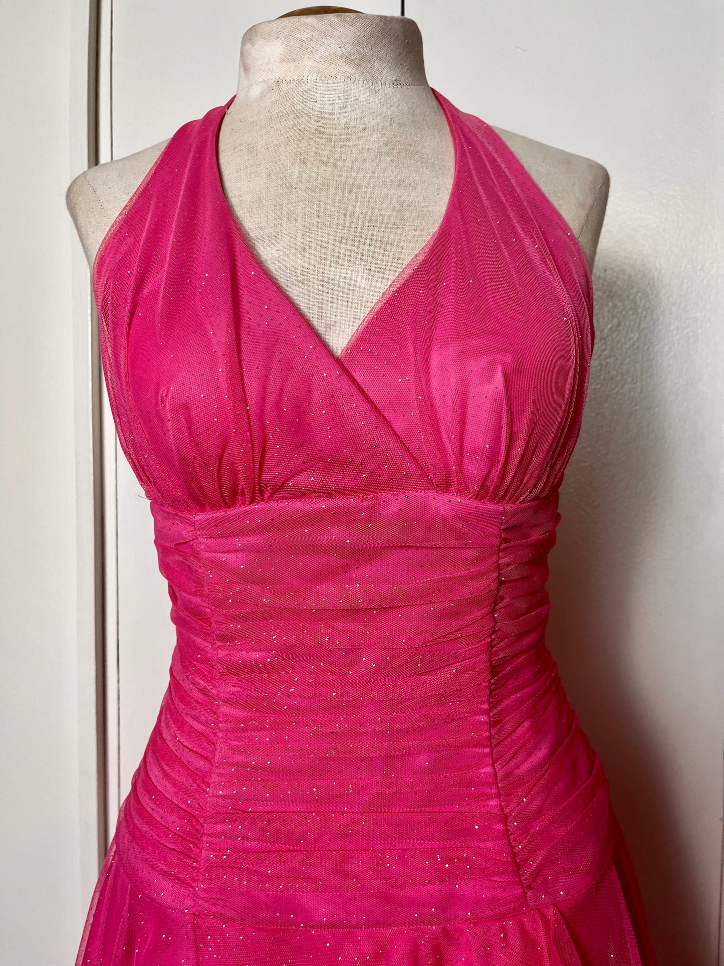 Vintage Y2K "Masquerade" Pink Glitter Corset Party Dress