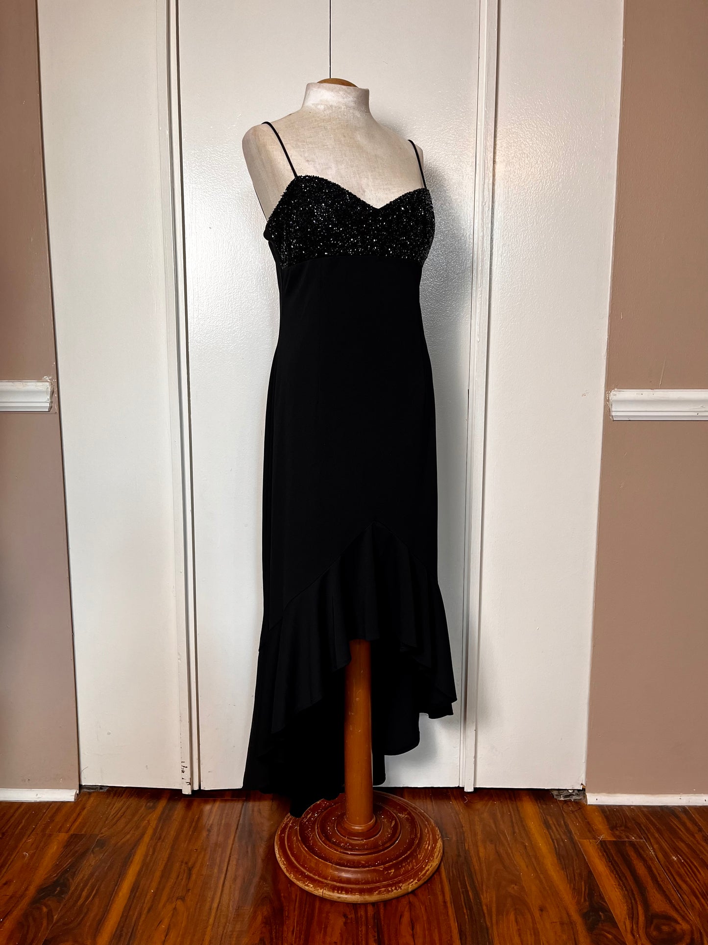 Vintage 1990's "Bieff Basix for David York" Black Sequin Mini Dress