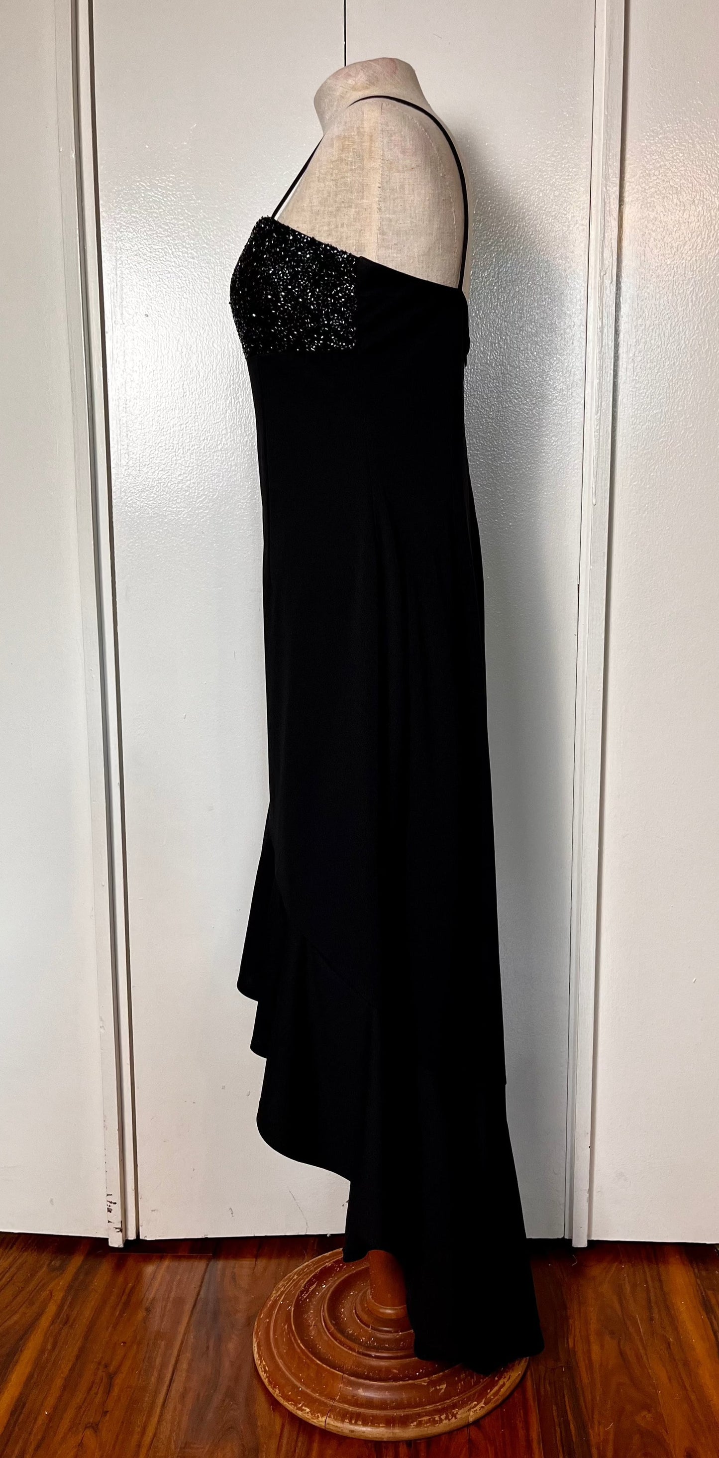 Vintage 1990's Black Sequin Fishtail Maxi Dress