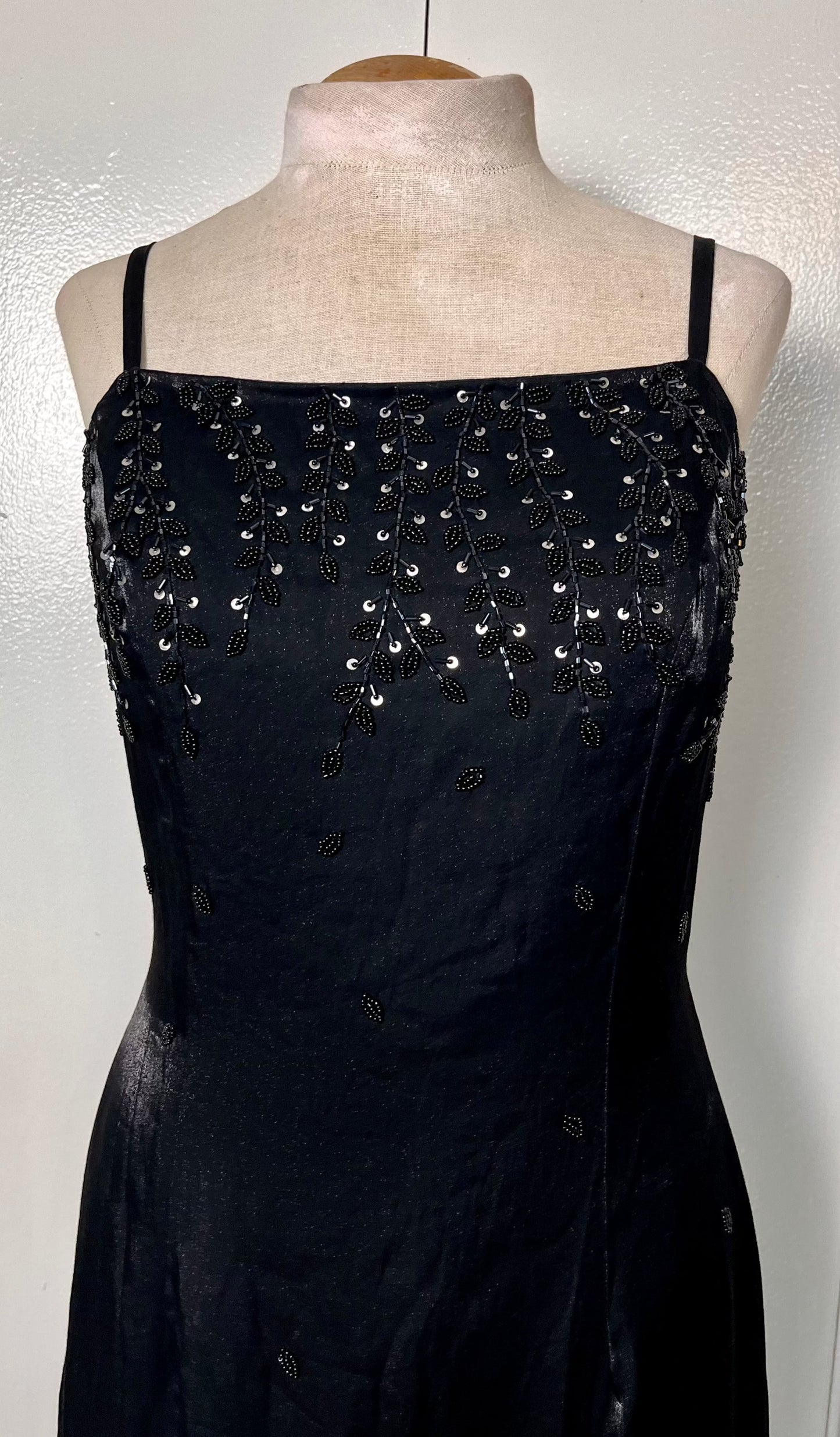 Vintage 1990's "Cache" Black Sequin Maxi Dress