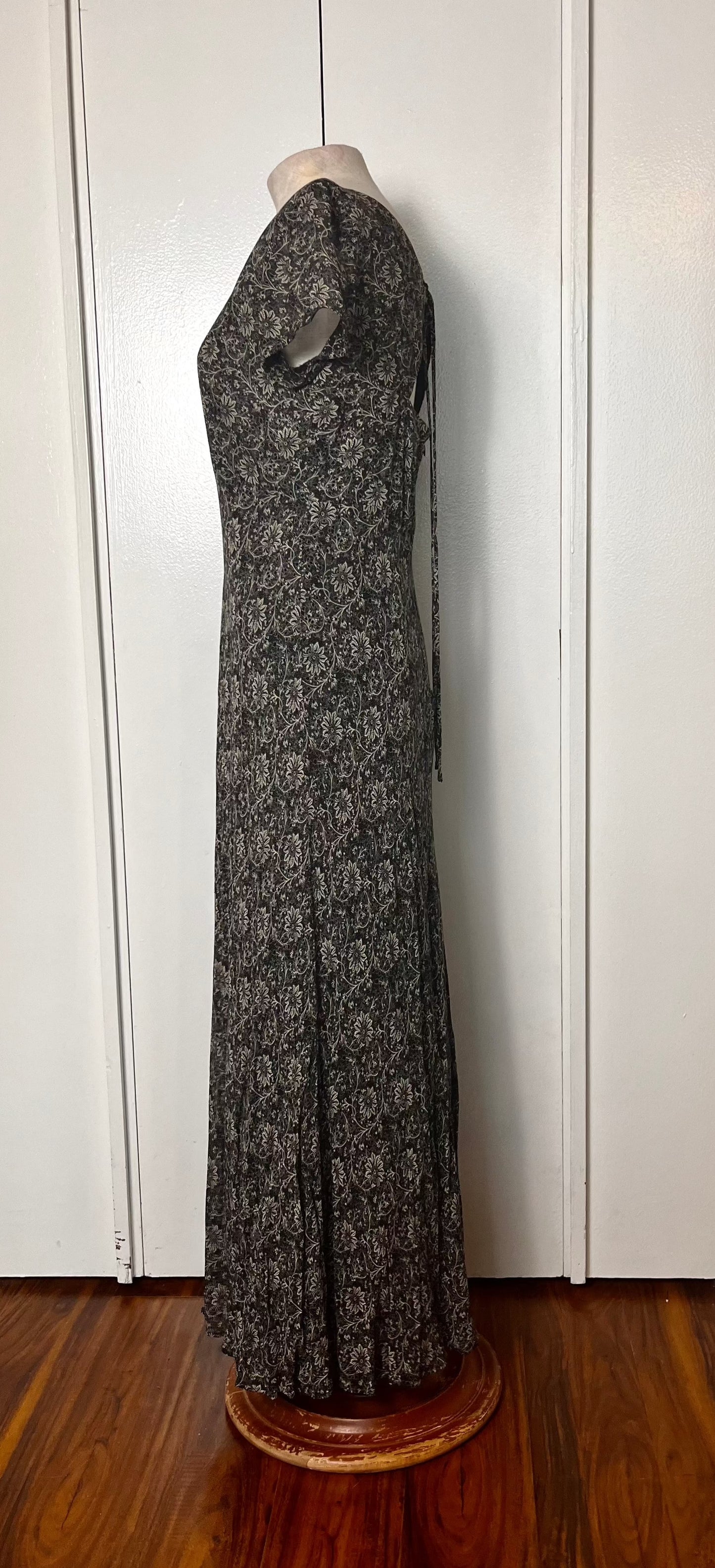 Vintage Y2K "Shelli Segal" Black Bias-Cut Maxi Dress