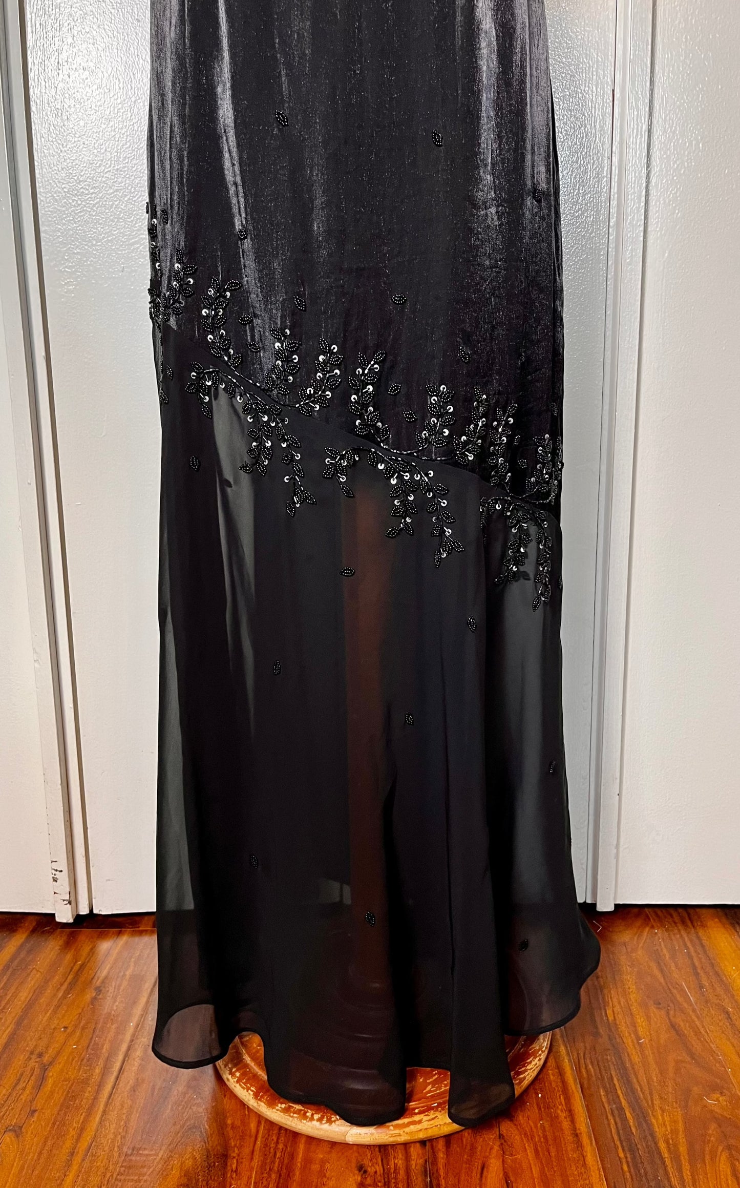 Vintage 1990's "Cache" Black Sequin Maxi Dress